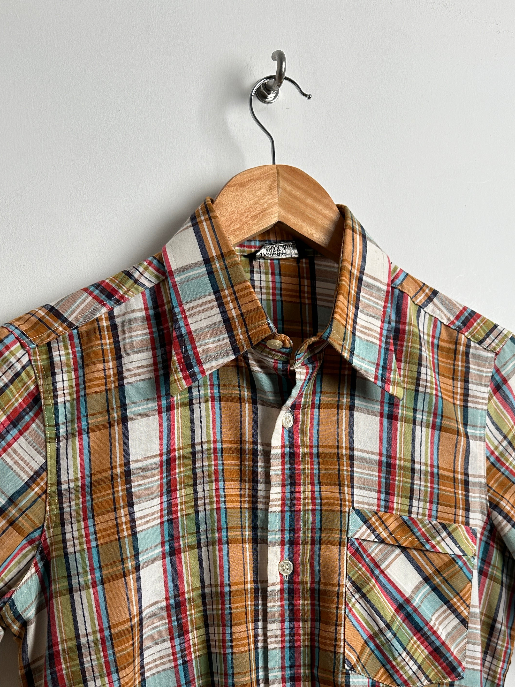 THOMAS WILLIAM plaid short sleeve shirt
