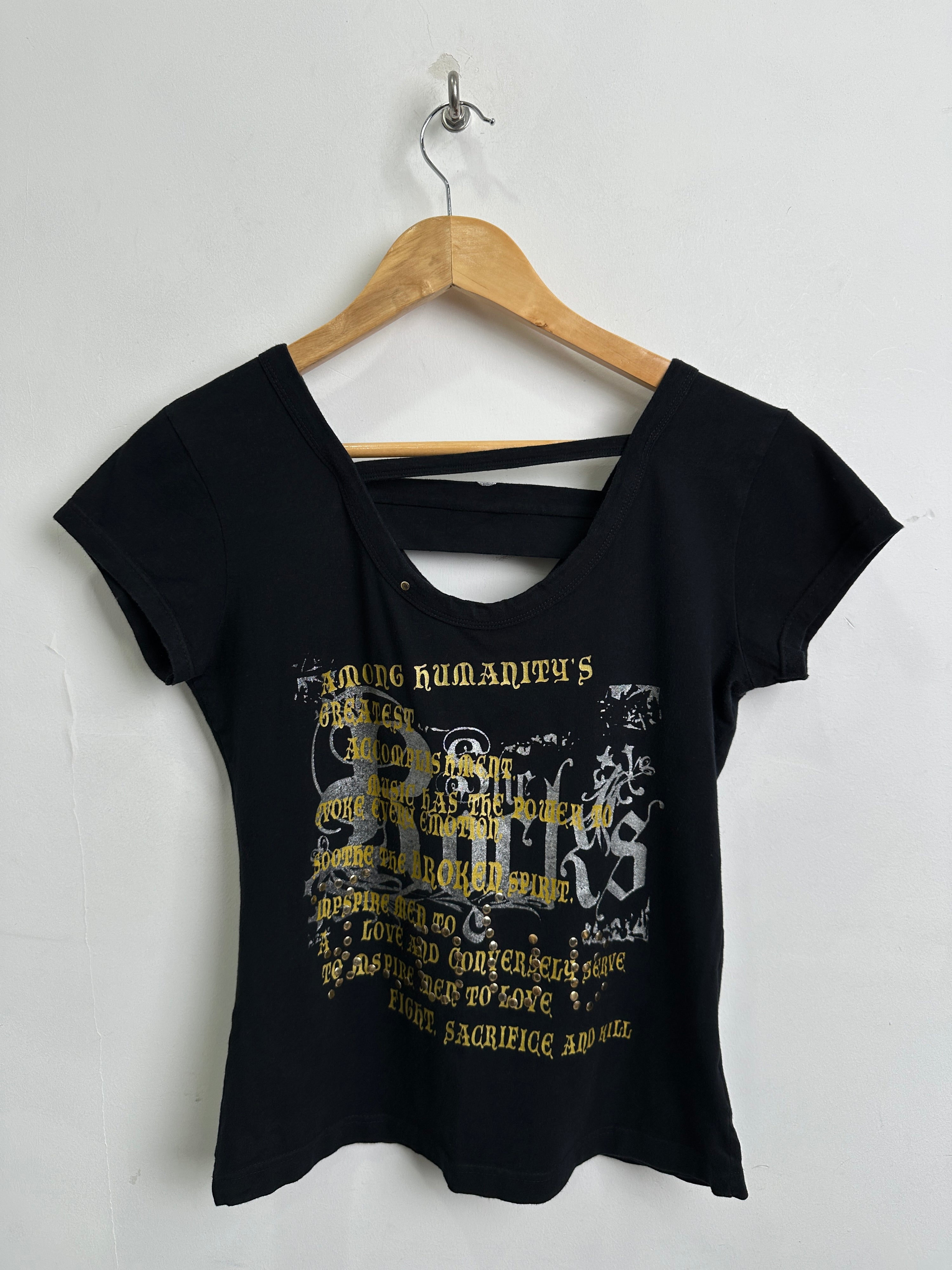 GLAM CLUB black cut out tee