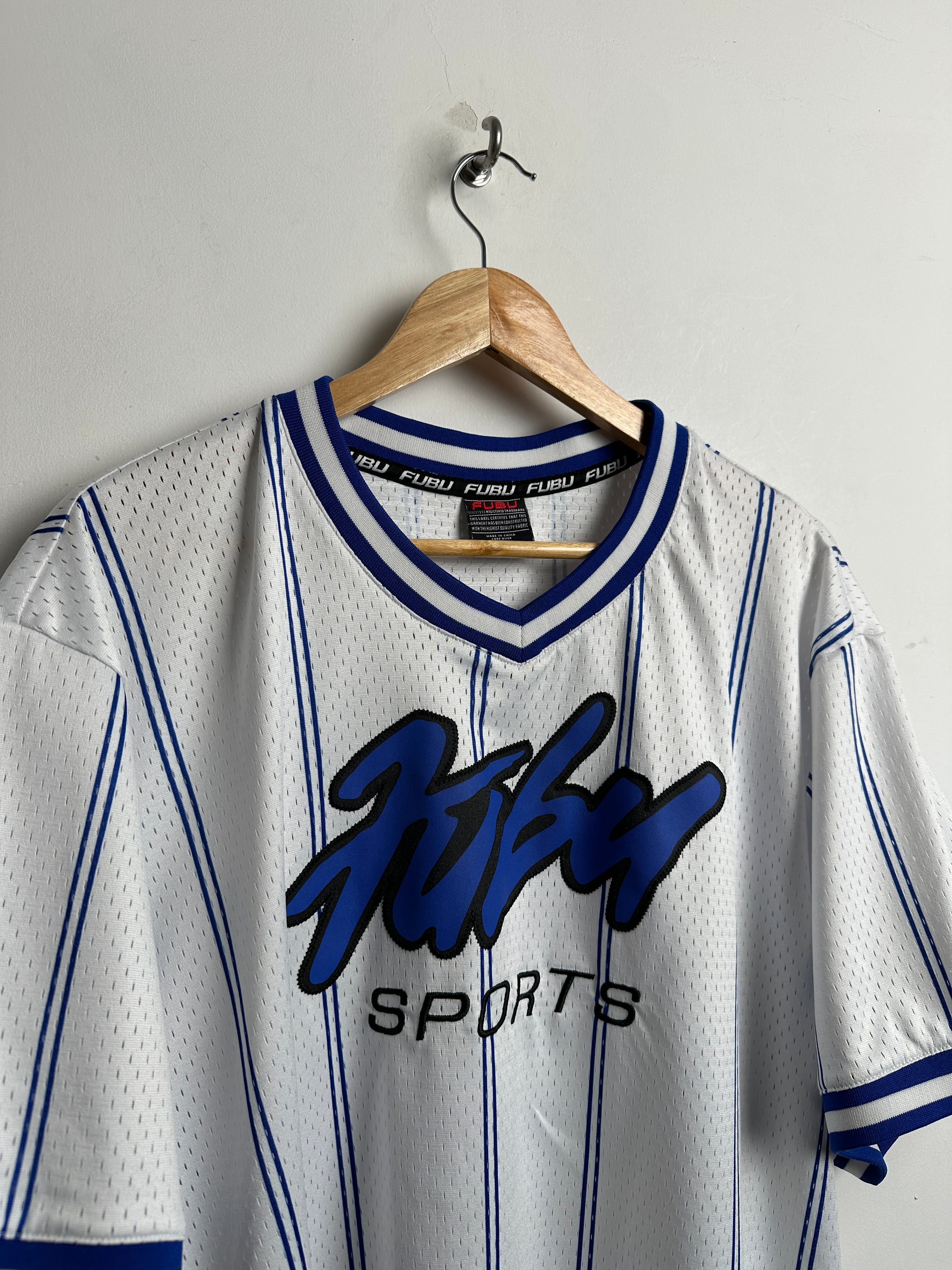 FUBU #05 jersey in white with blue accents - thrift.mt