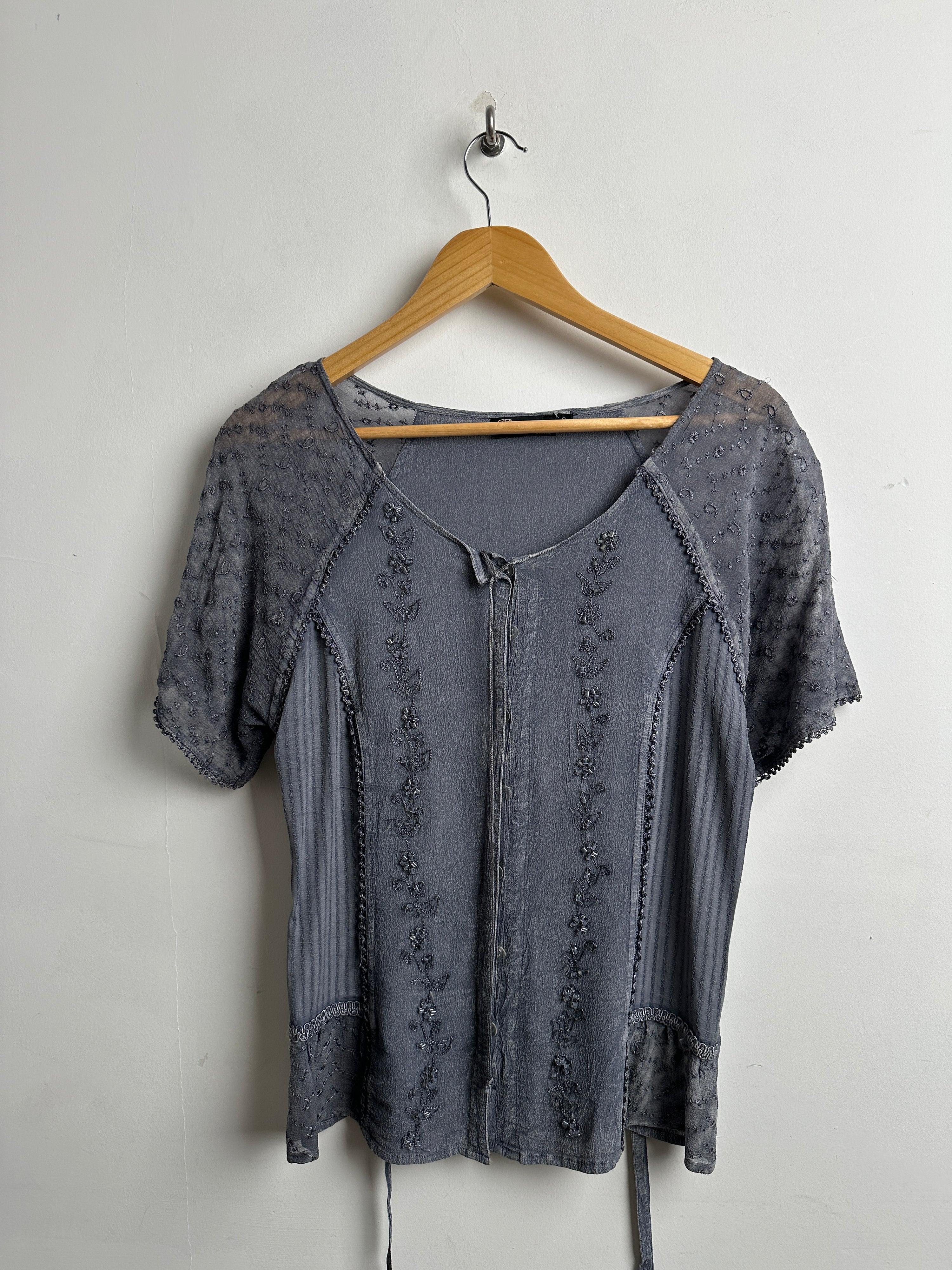 POSITANO Short-sleeve blouse in grey