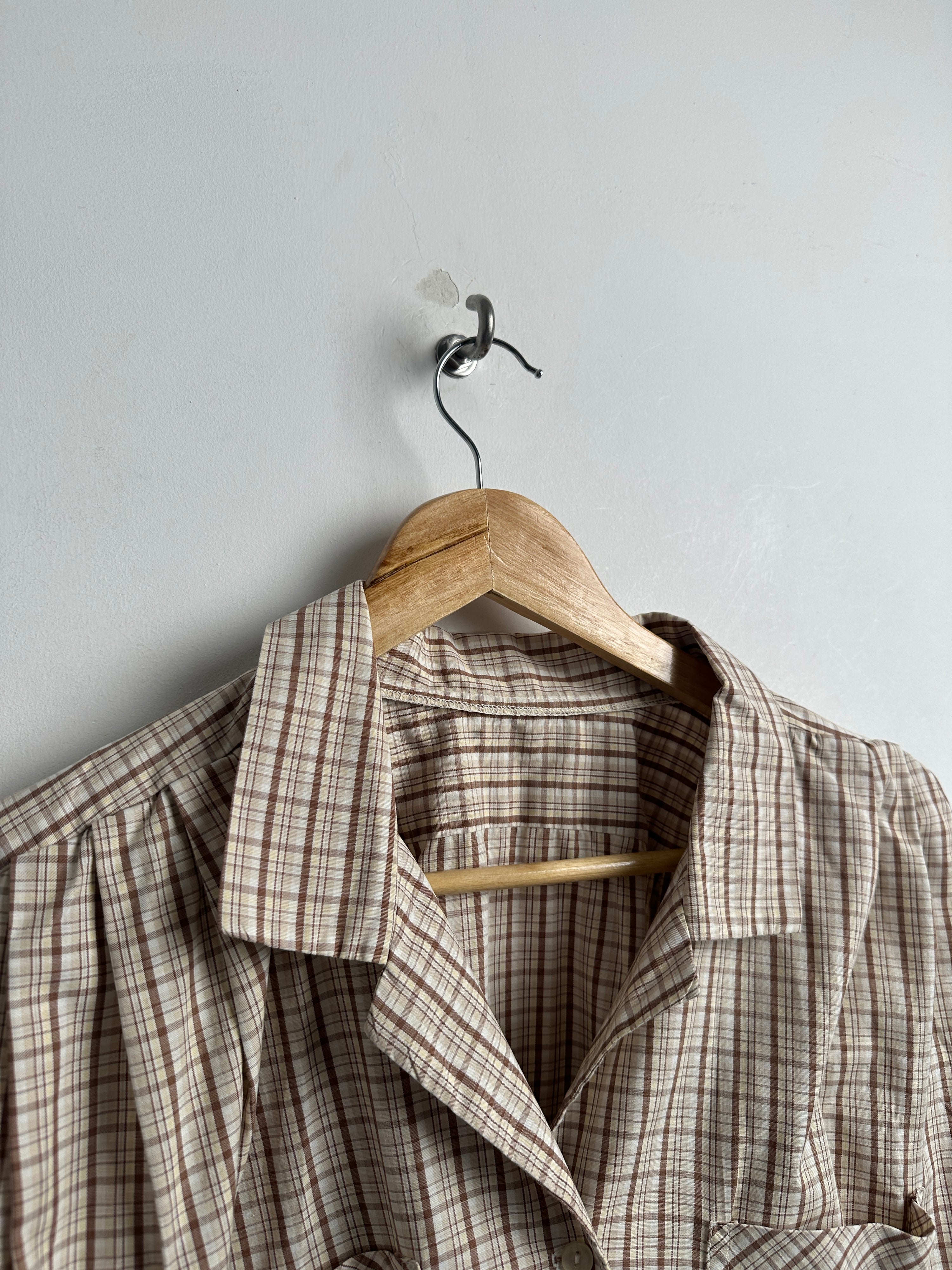 VINTAGE women’s sleeveless shirt plaid