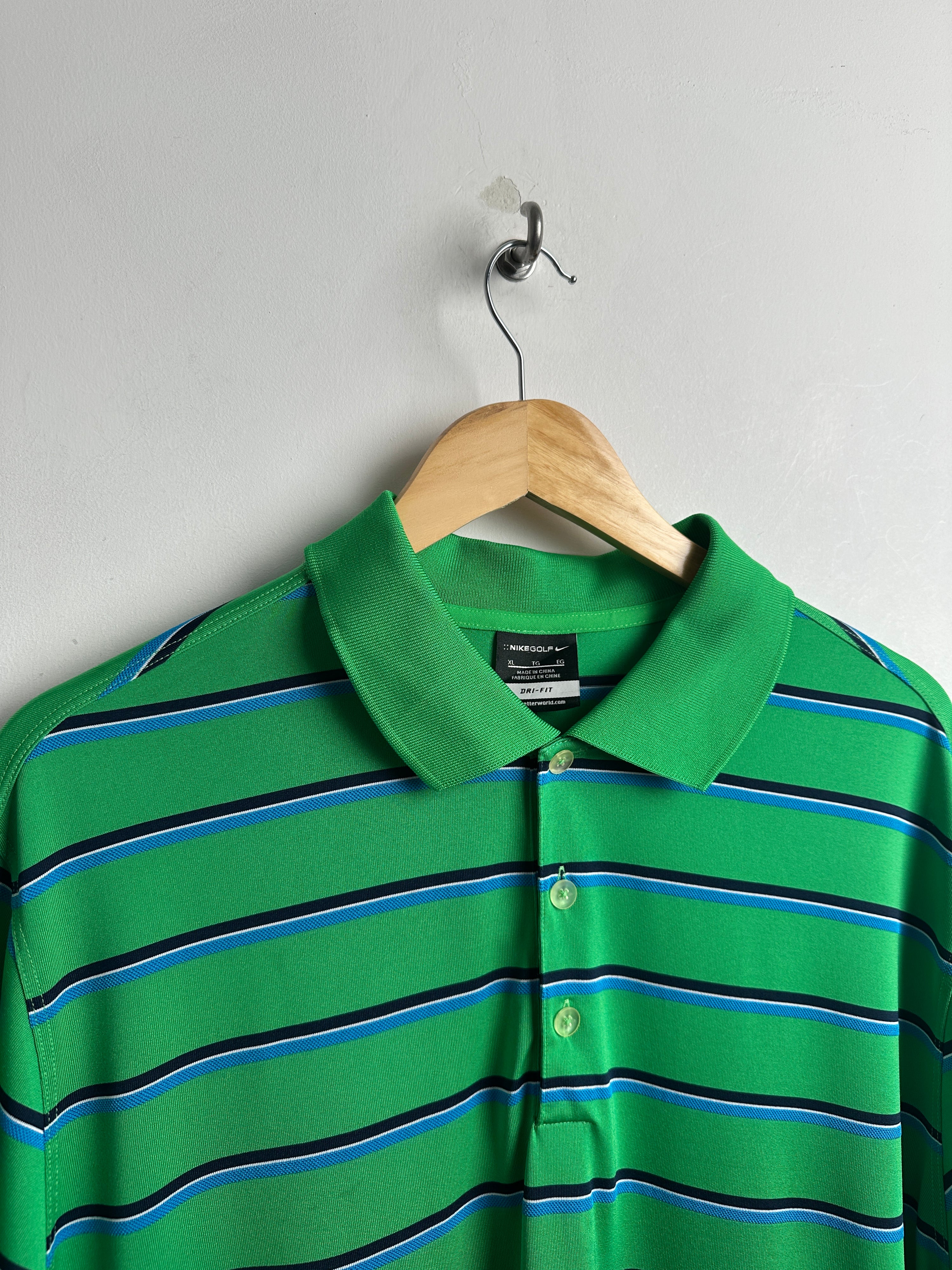 NIKE GOLF short-sleeve polo shirt in green with stripes