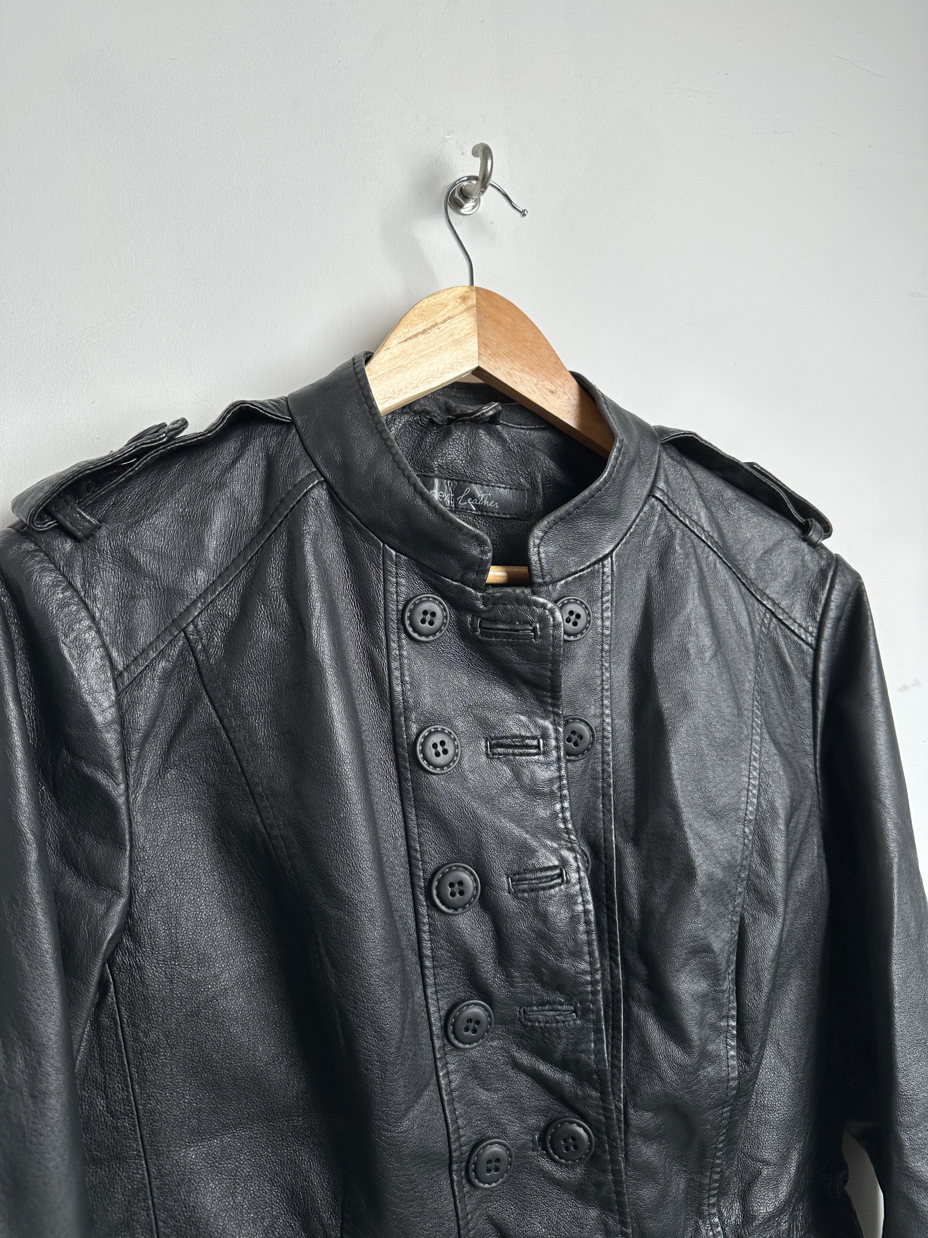 next leather black leather jacket with buttons - thrift.mt