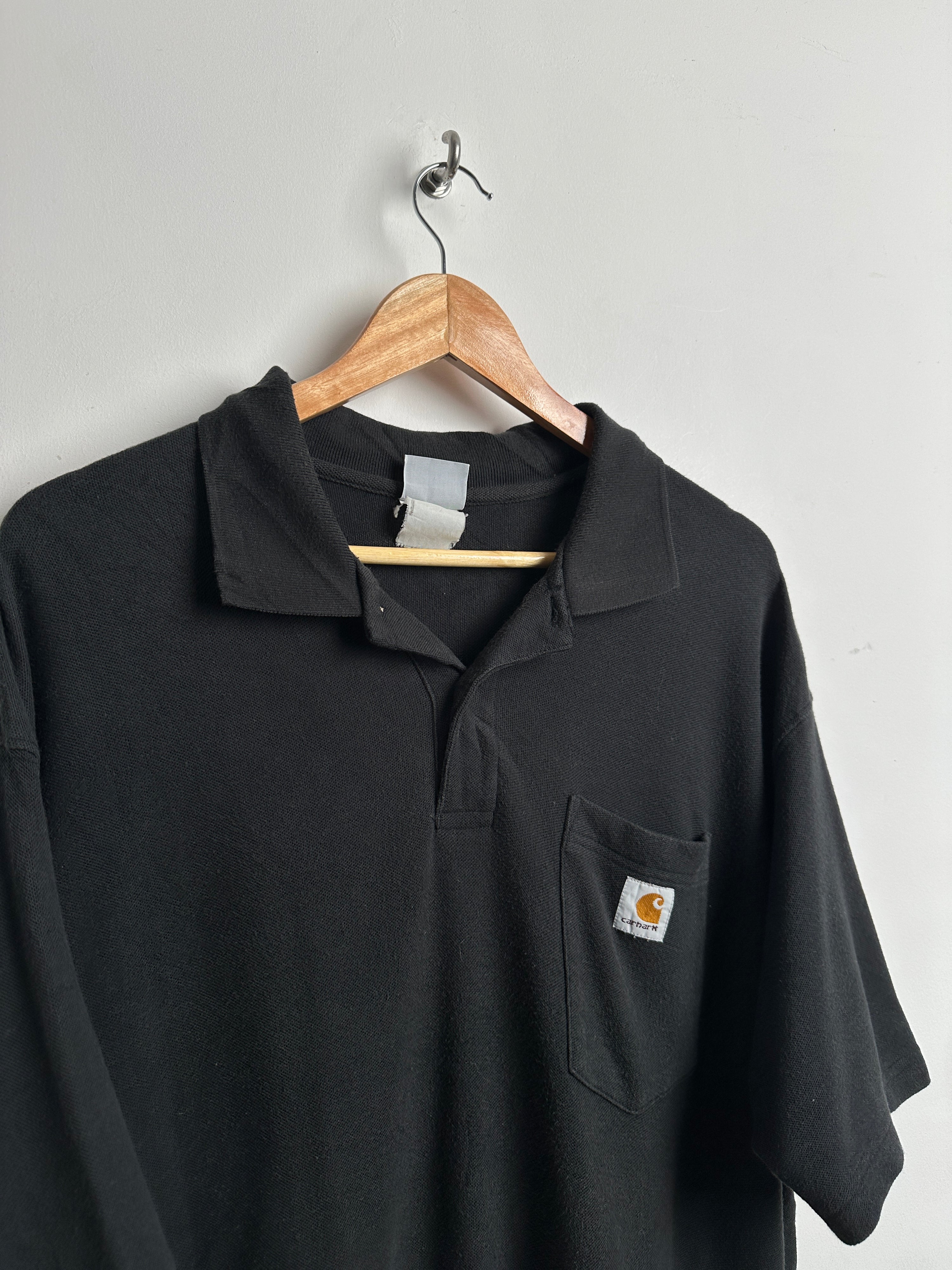 Carhartt collared black tee - thrift.mt