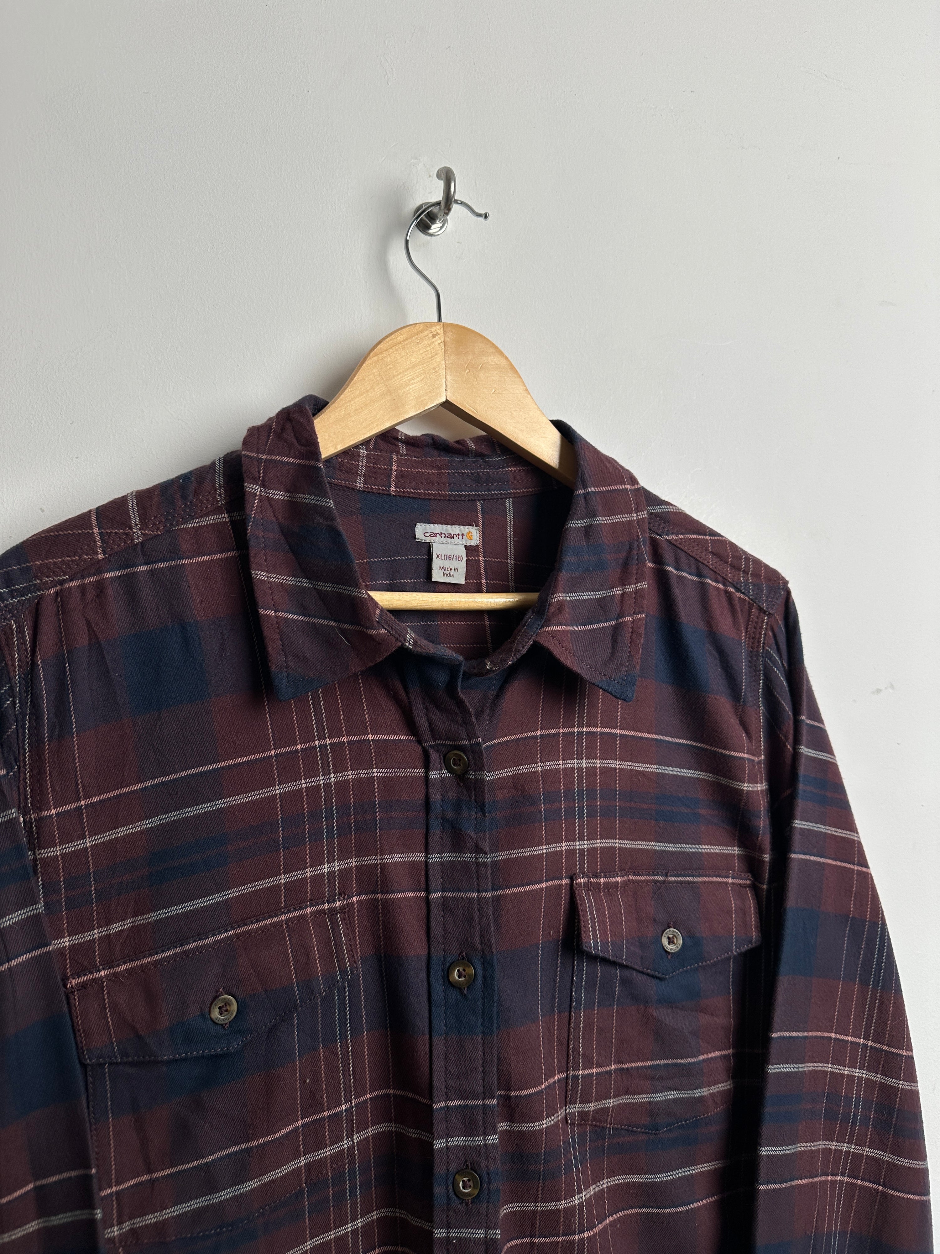 Carhartt blue burgundy flannel