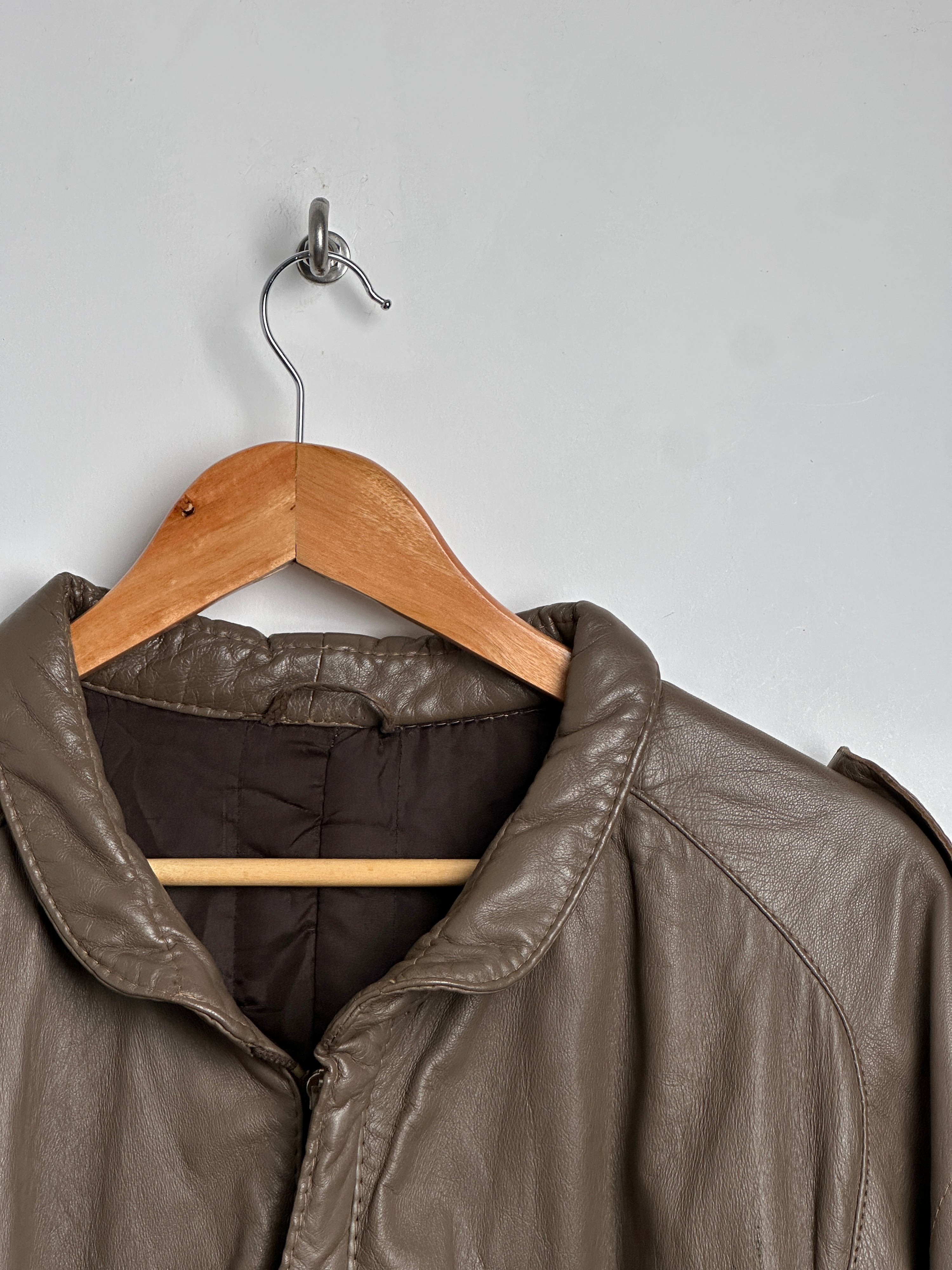 Vintage light brown leather jacket with belt