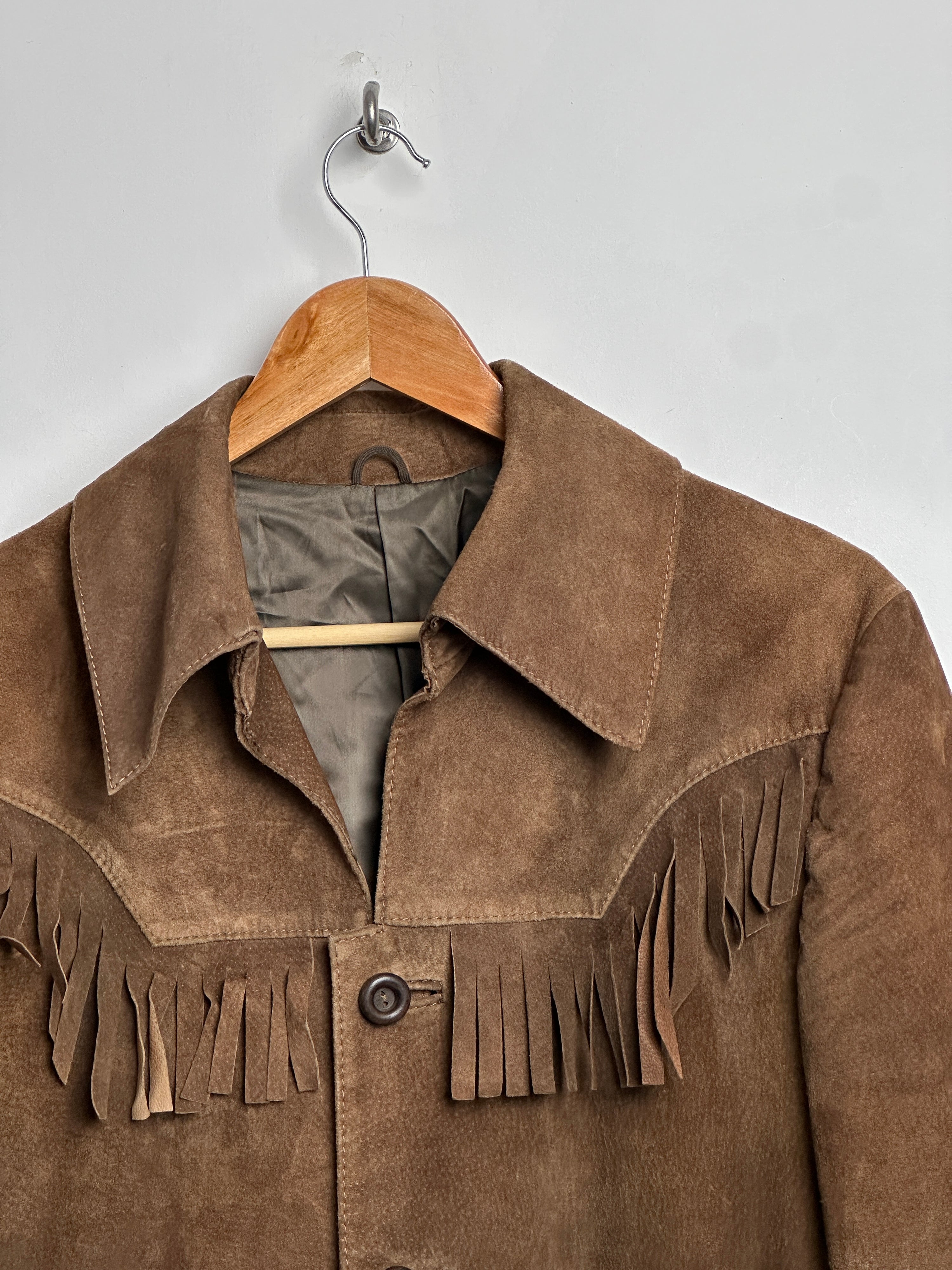 Brown Botton Up Fringe Jacket