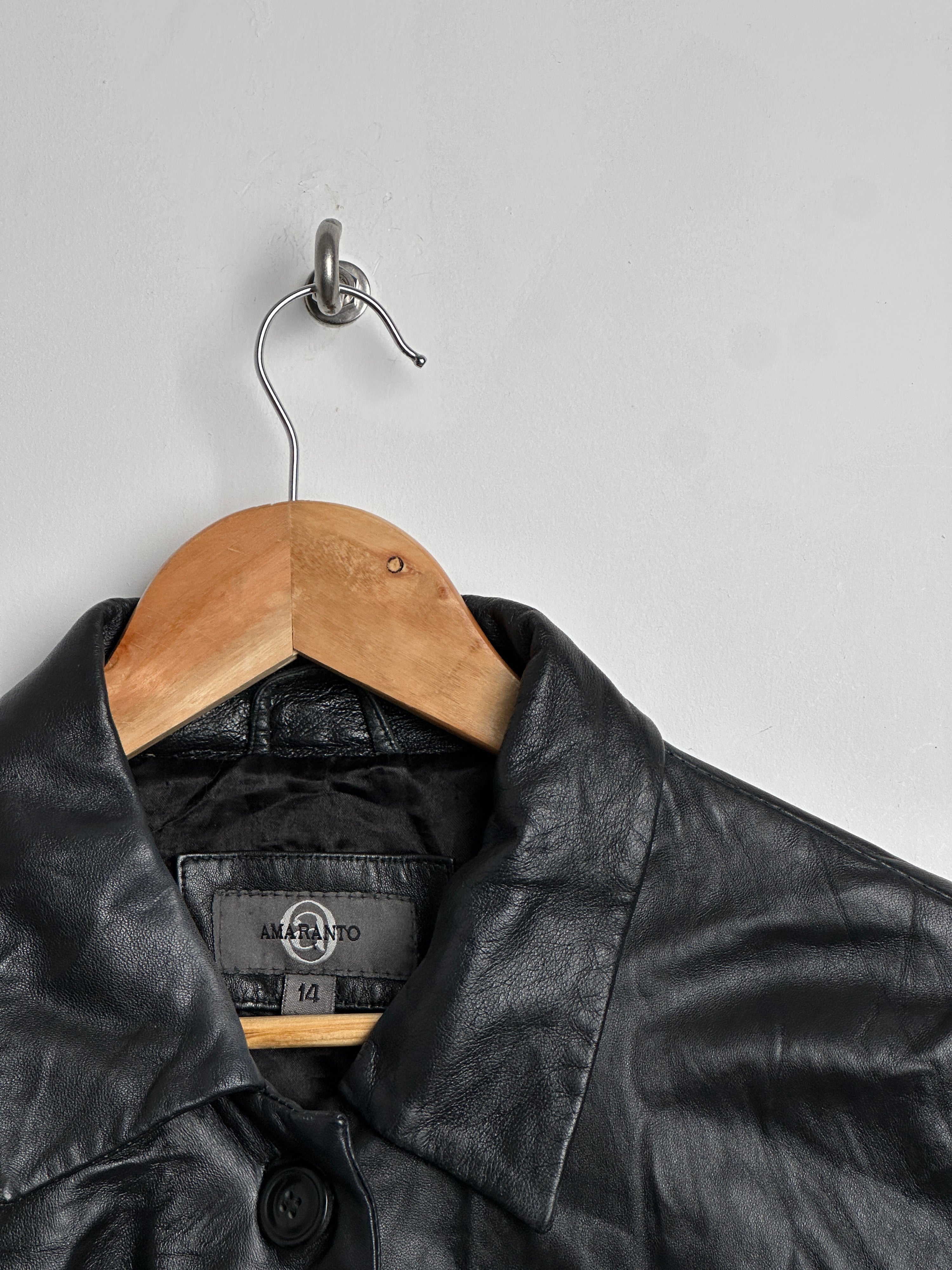 AMARANTO button up leather jacket