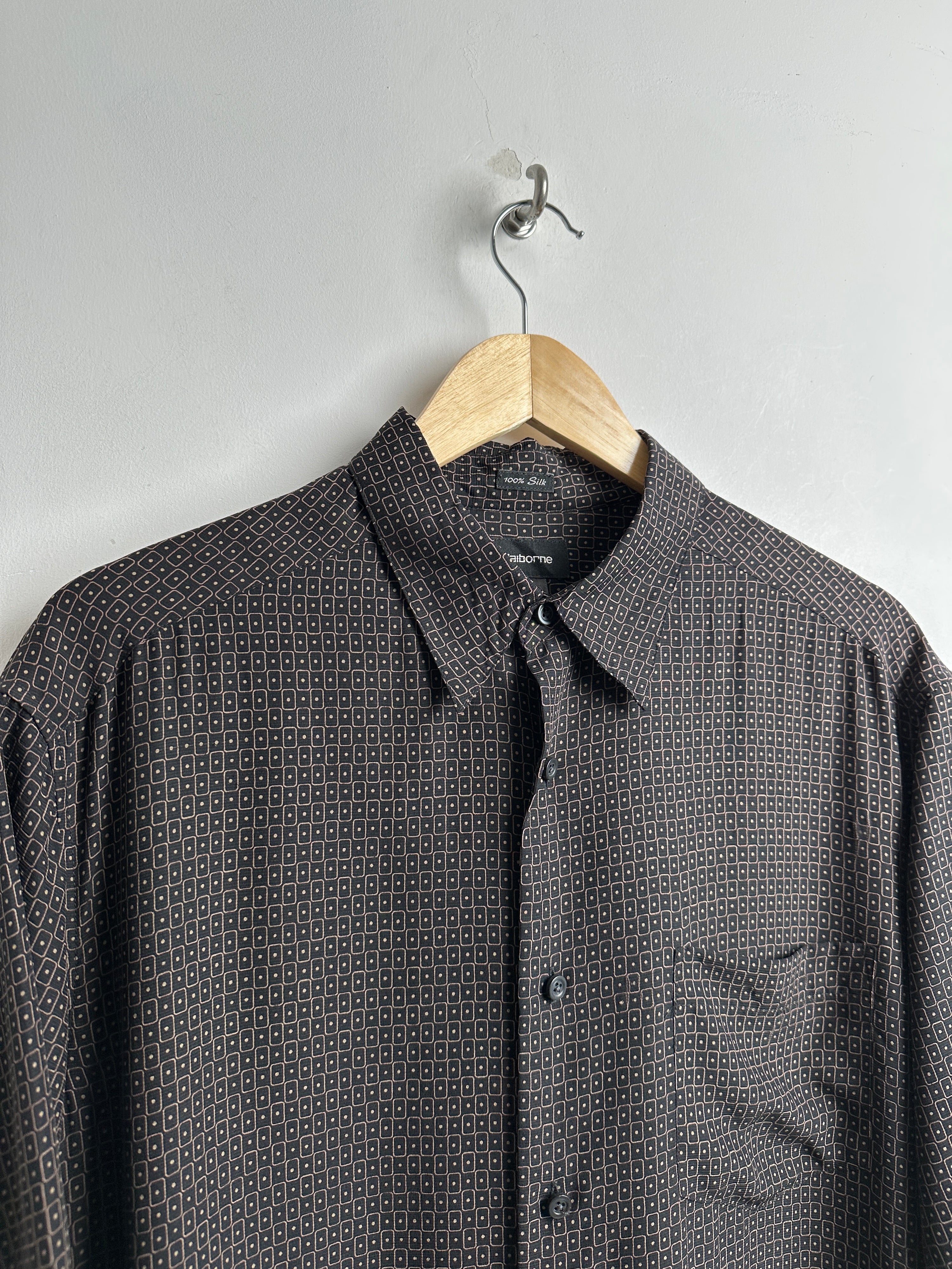 CLAIBORNE Brown Patterned Shirt