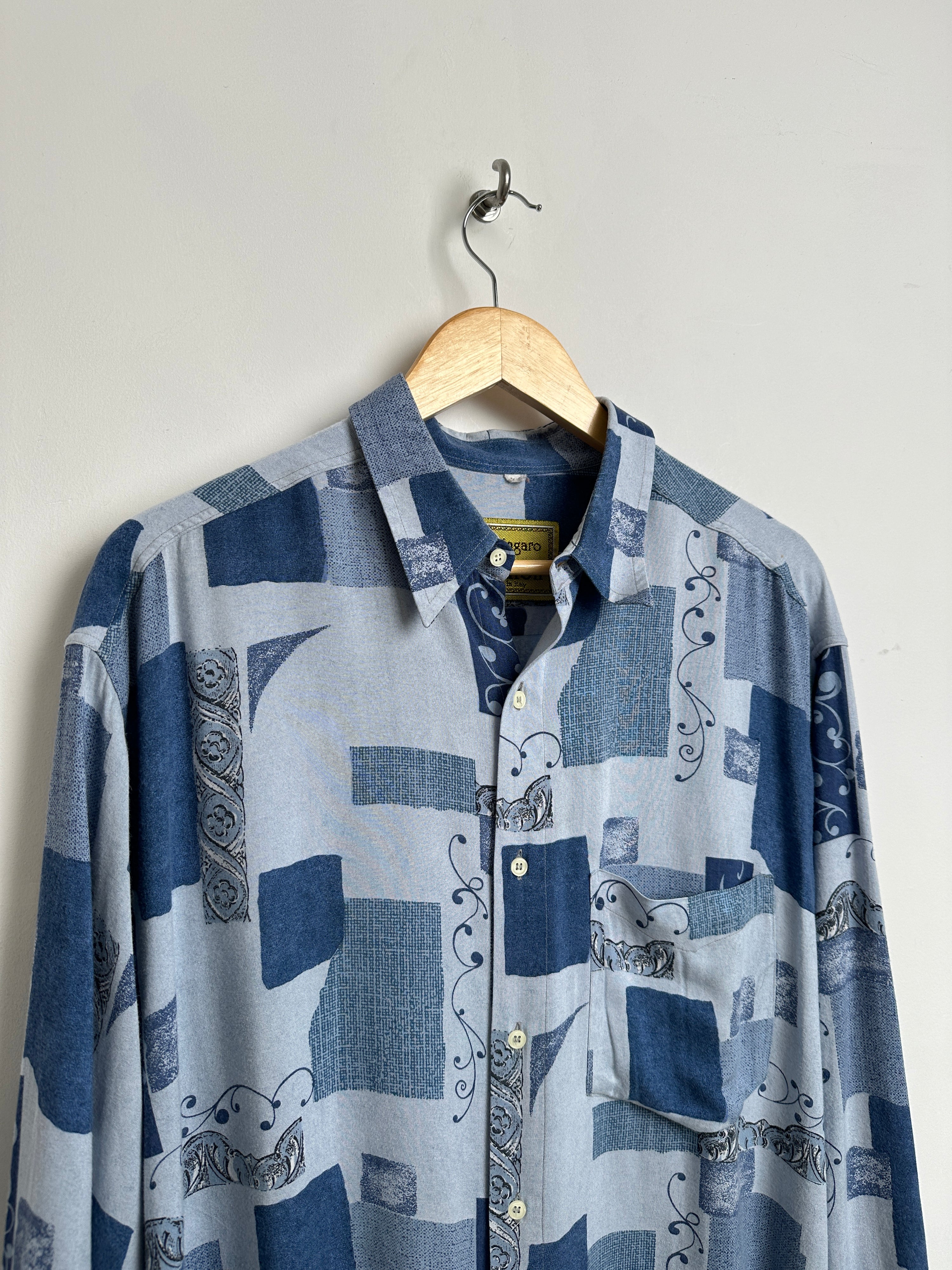 Zingaro vintage long-sleeve shirt in blue with patterns