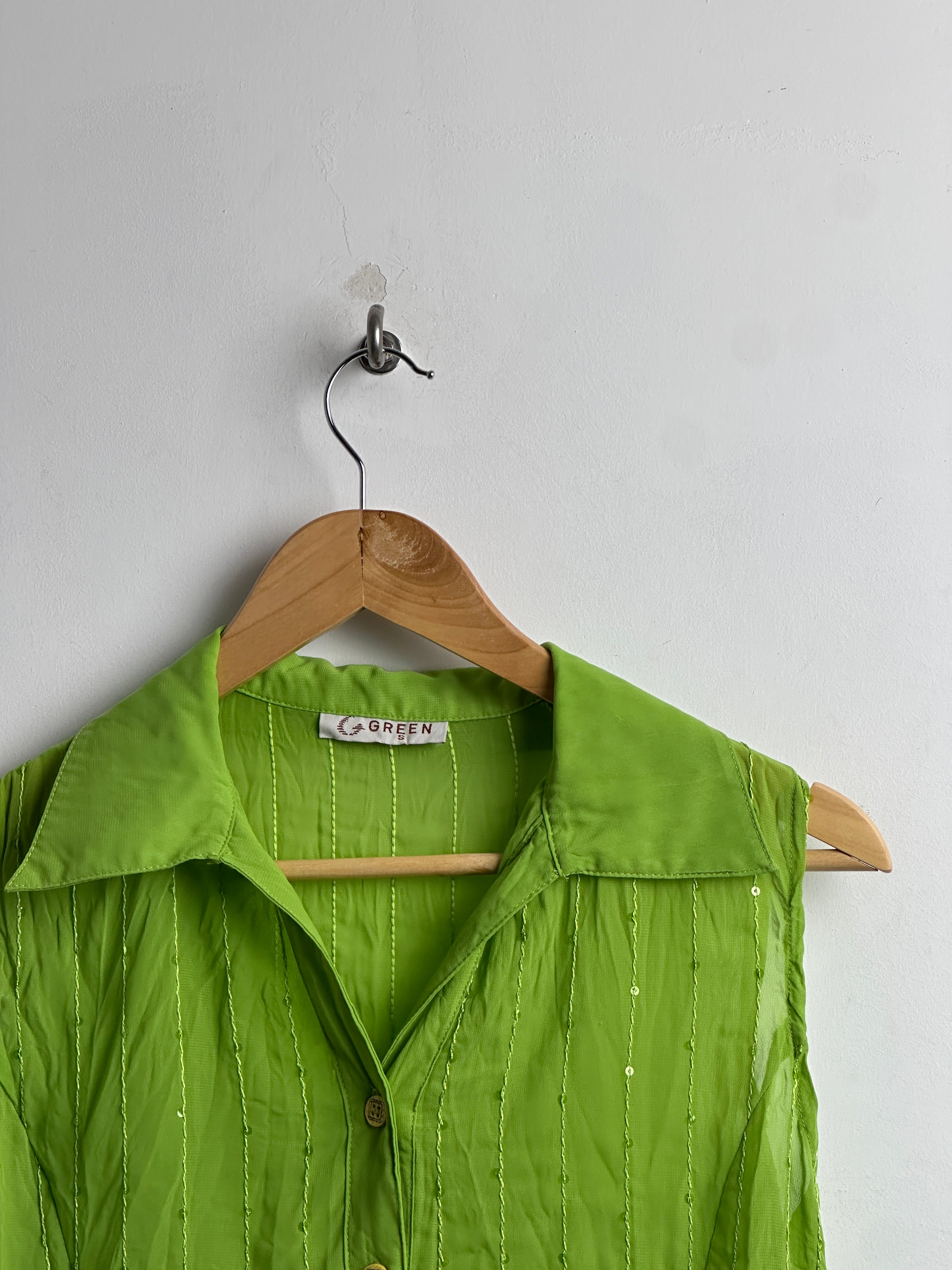 GREEN womens sleeveless shirt