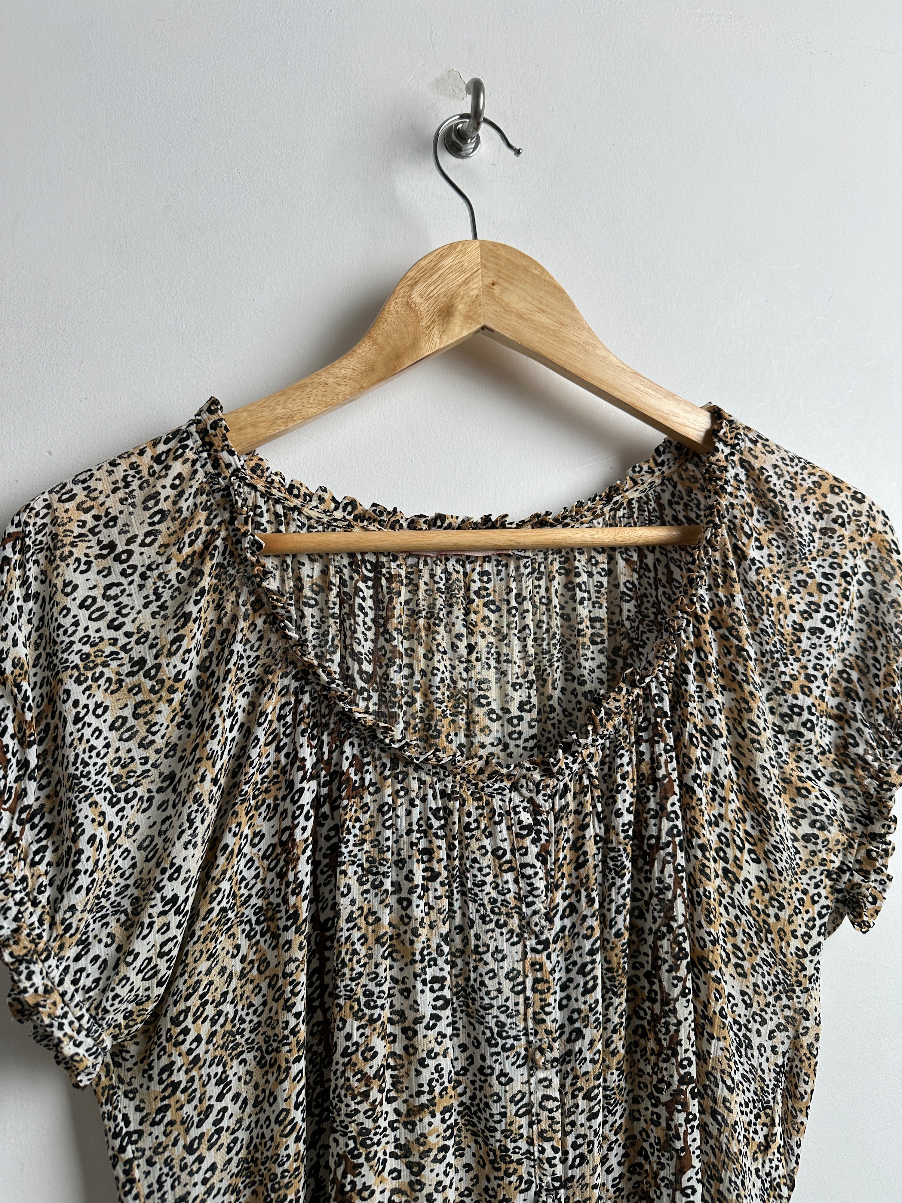 MELO E GRANO leopard puffed sleeved shirt
