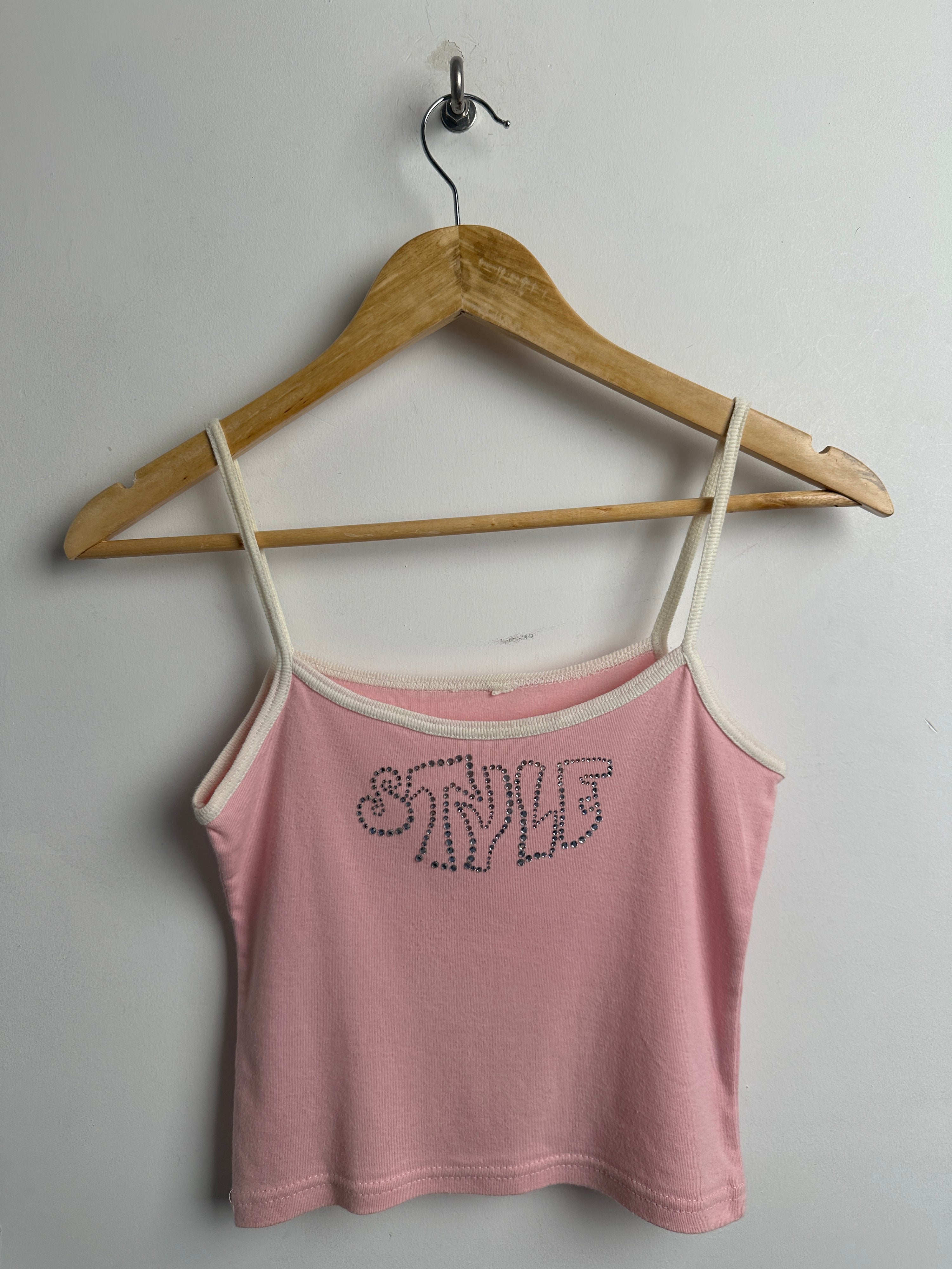 Baby pink bedazzled tank top