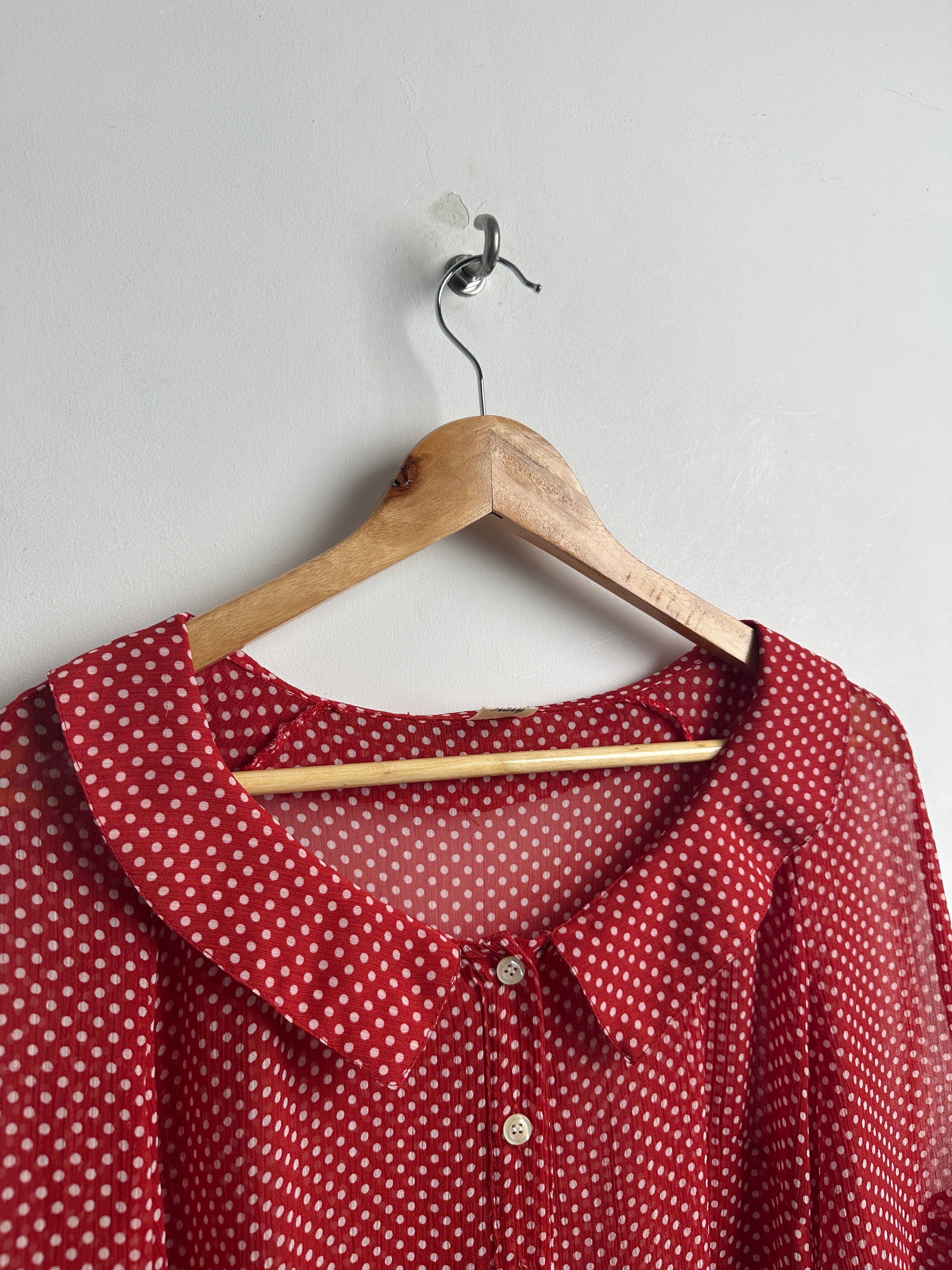 MADE IN ITALY women’s sheer blouse polka dot