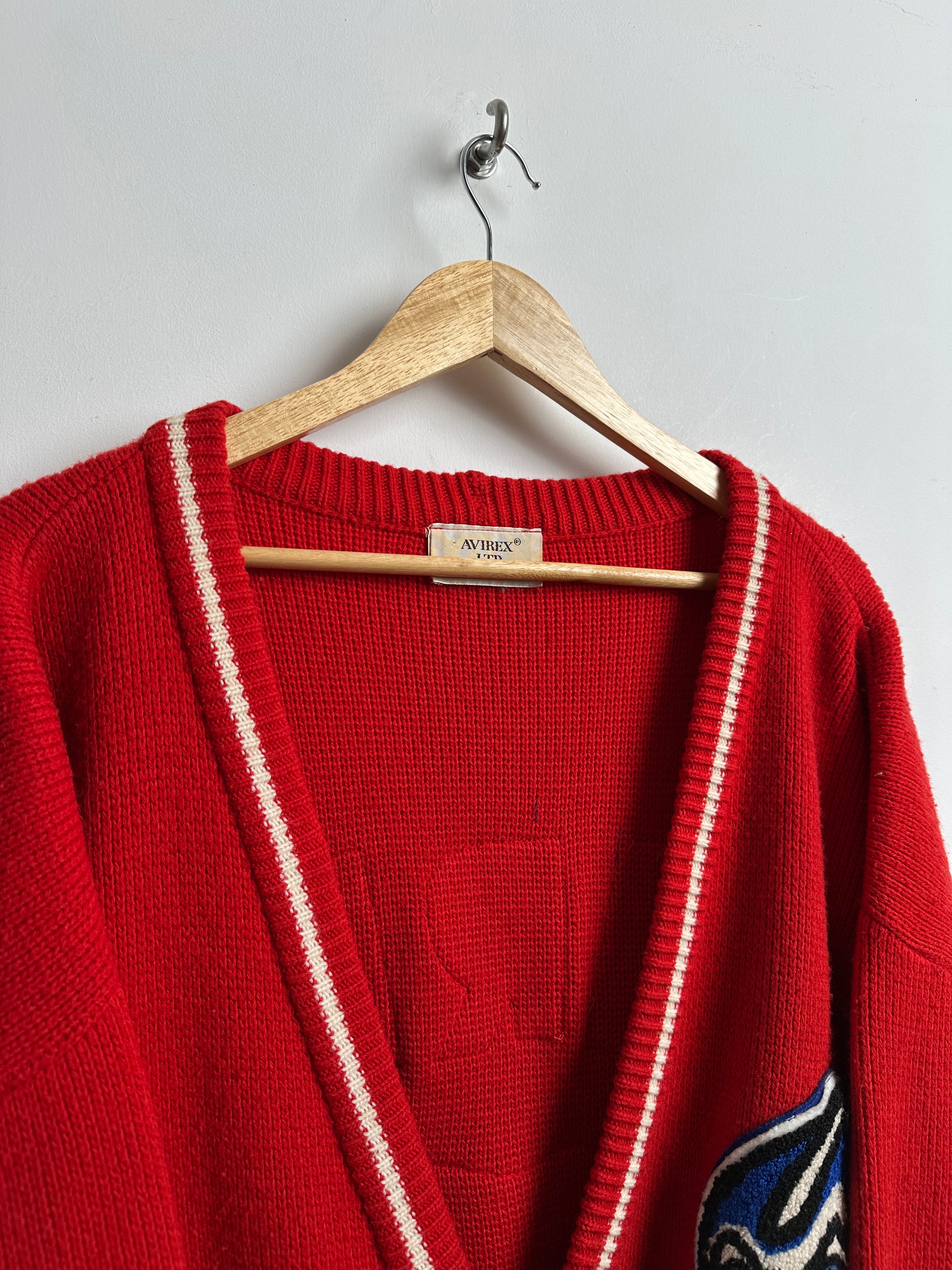 AVIREX LTD red knit cardigan