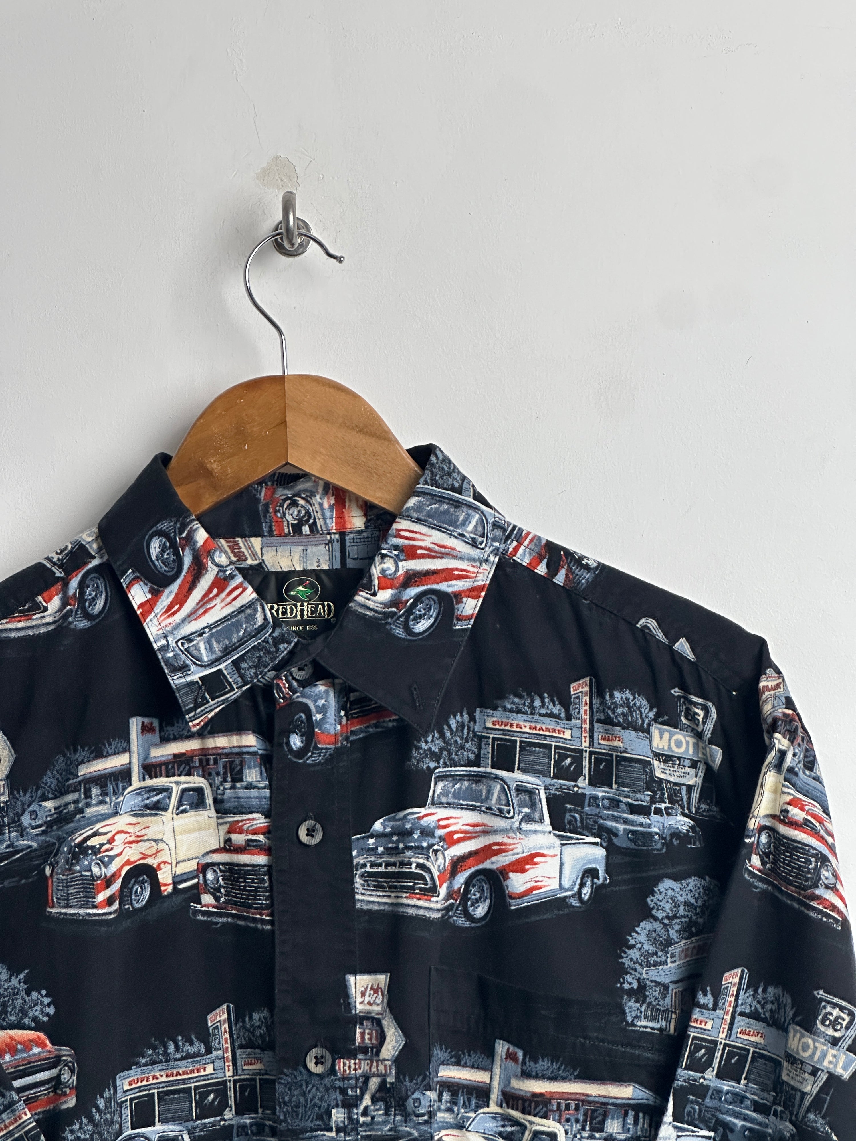 RED HEAD short sleeve shirt, car pattern