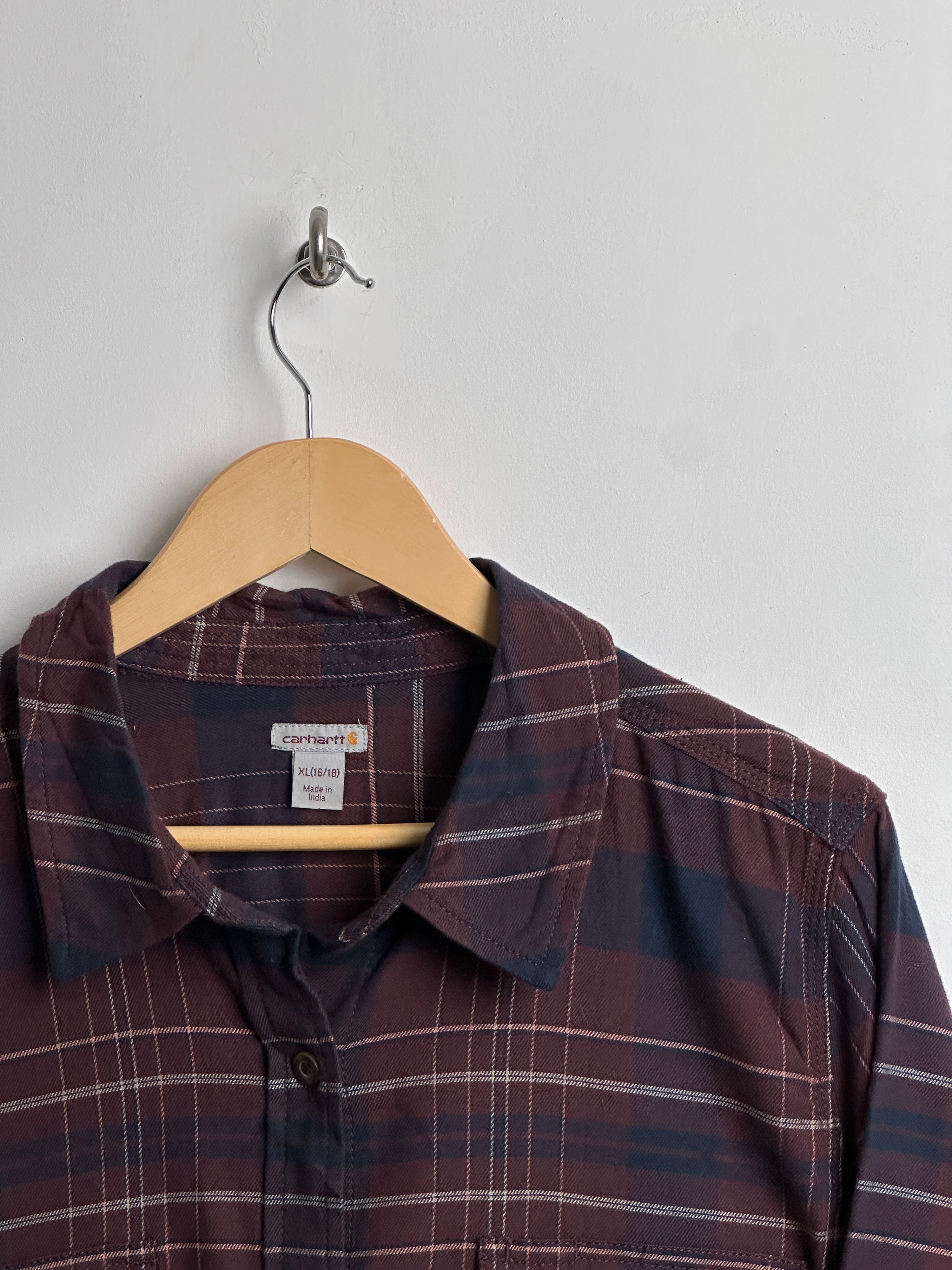 Carhartt blue burgundy flannel