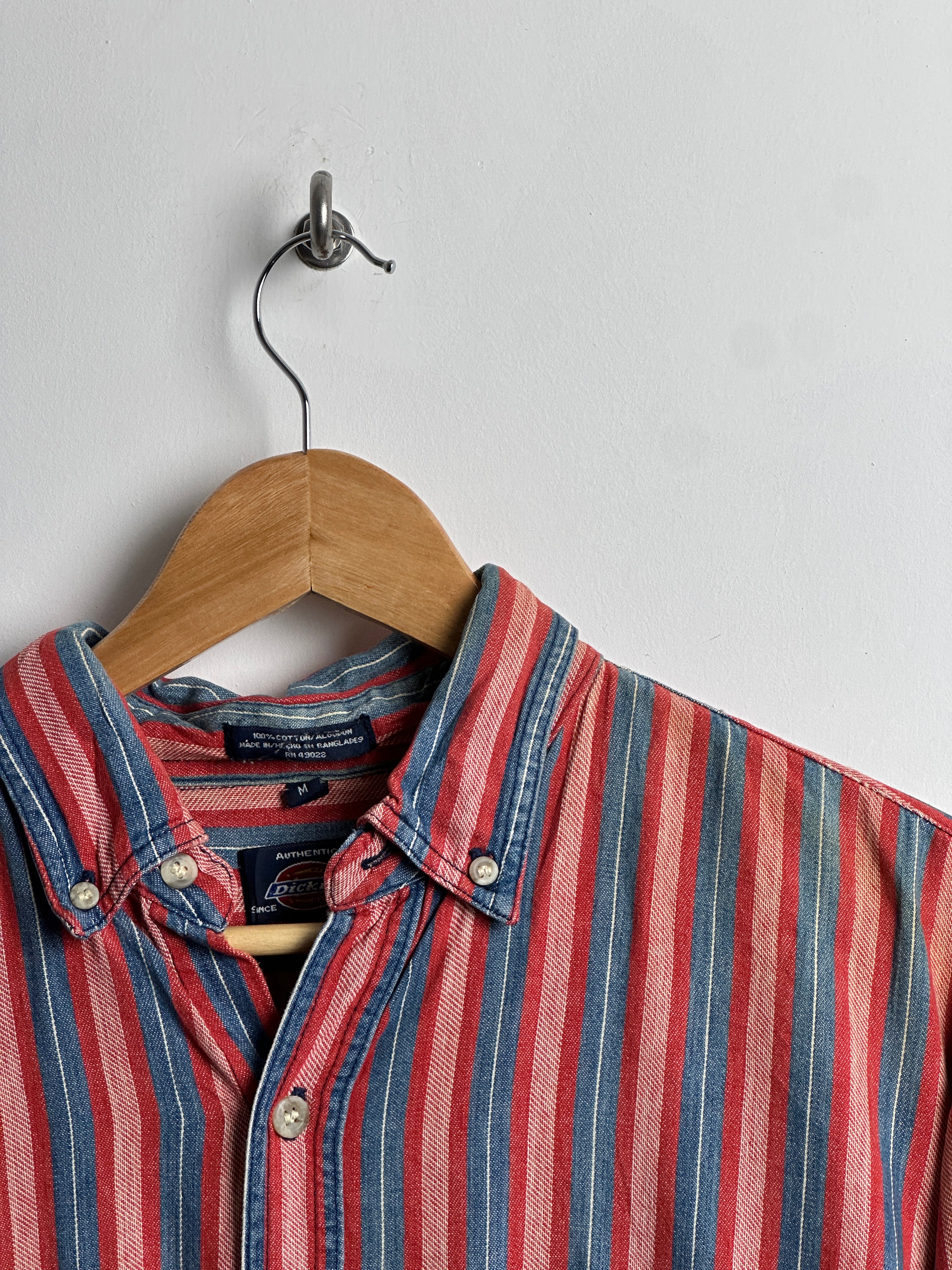 Dickies button up striped tee red and blue