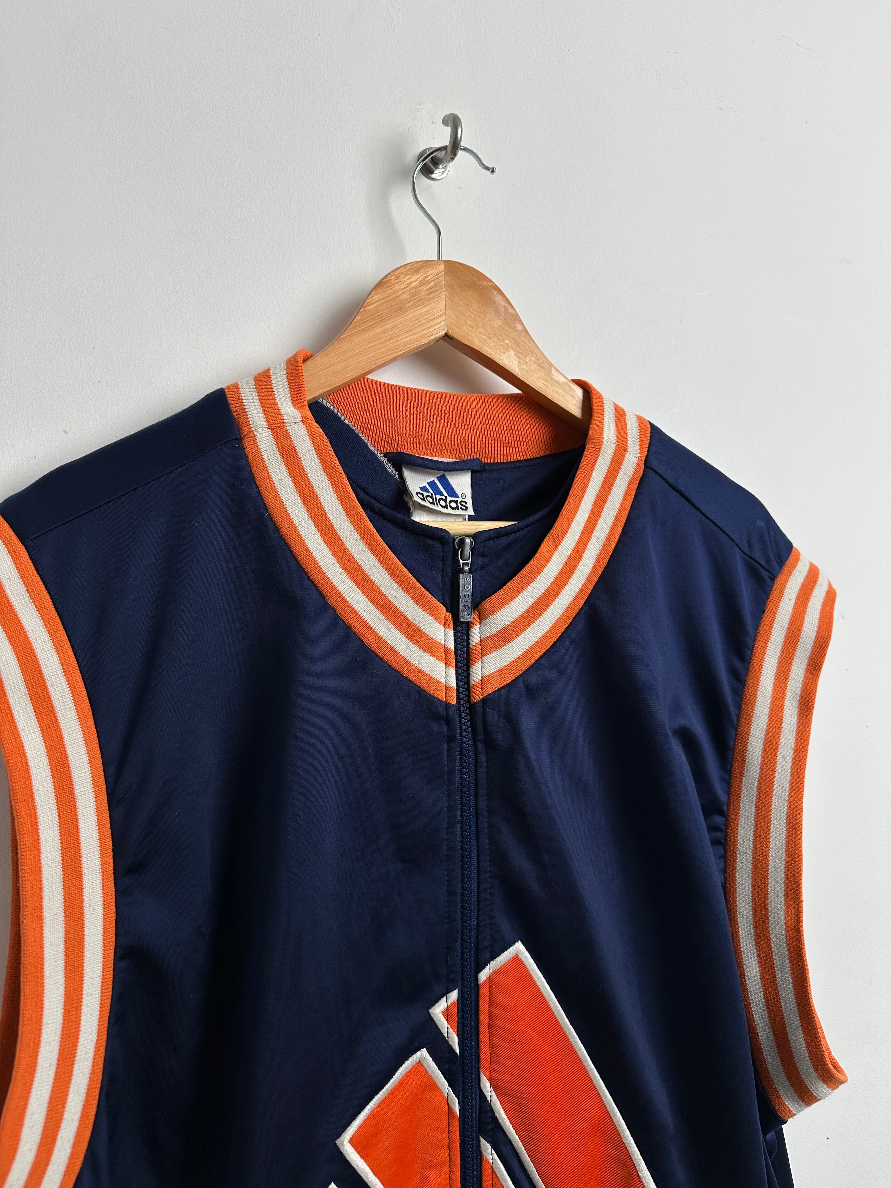 Adidas zip up jersey in blue and orange