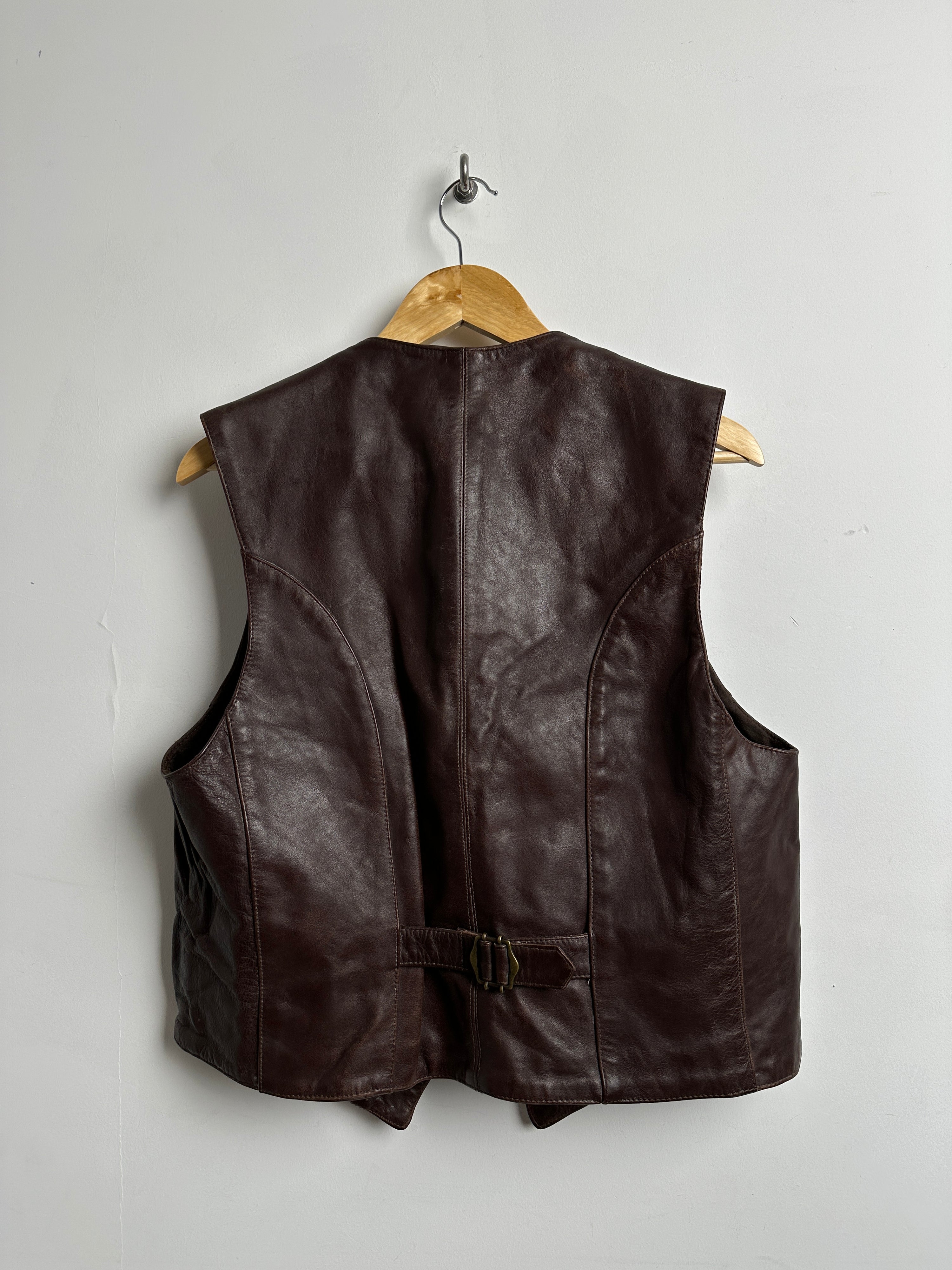 Vintage Tarcato leather waist coat in brown