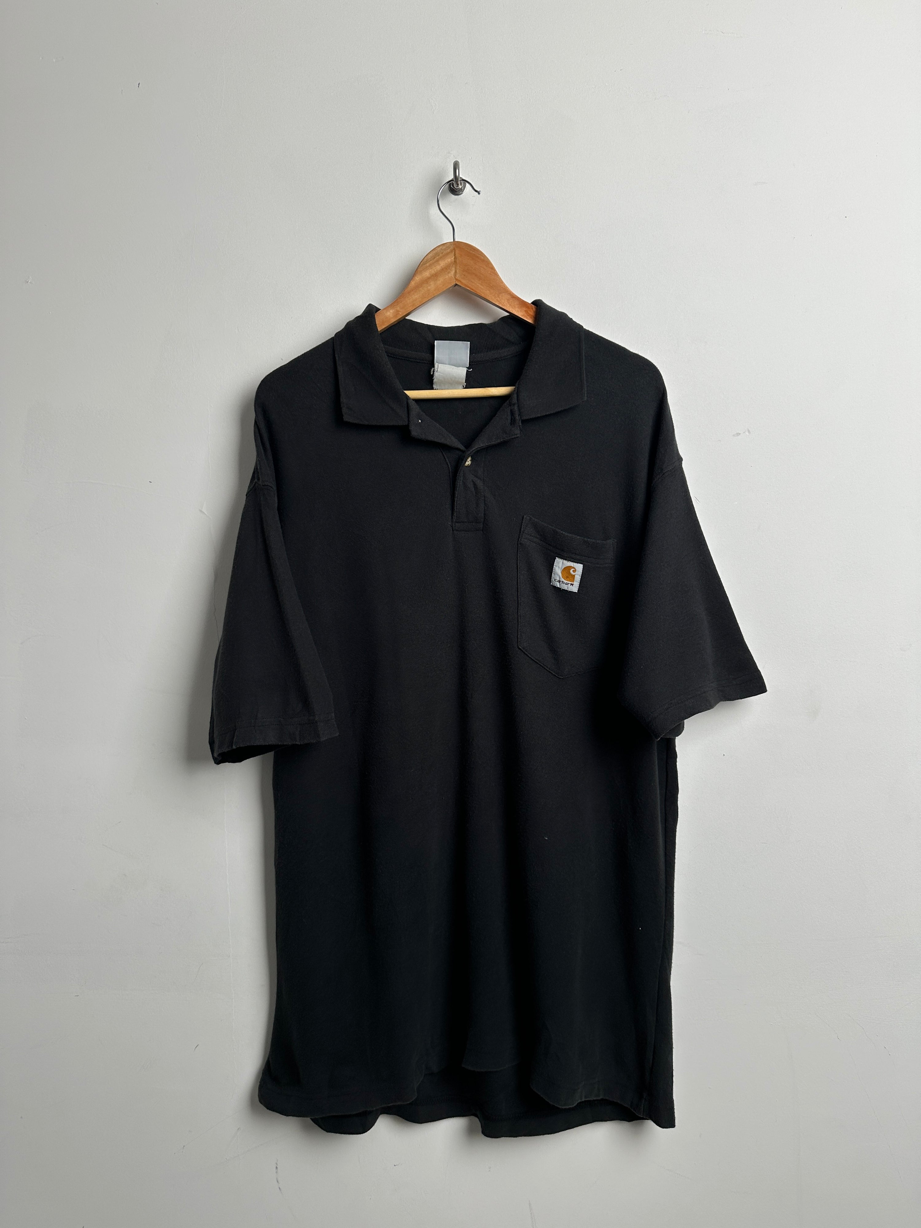 Carhartt collared black tee - thrift.mt