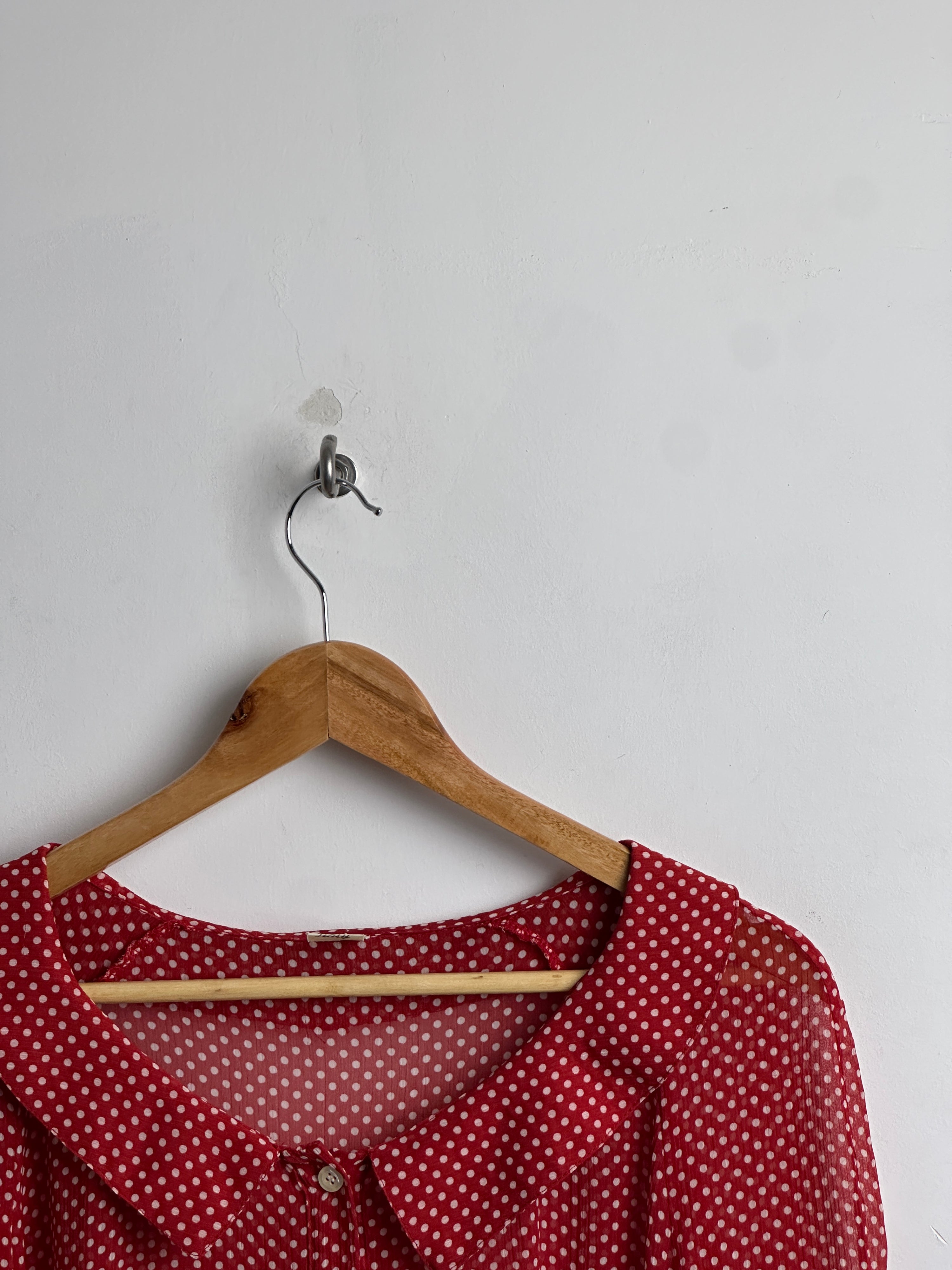 MADE IN ITALY women’s sheer blouse polka dot