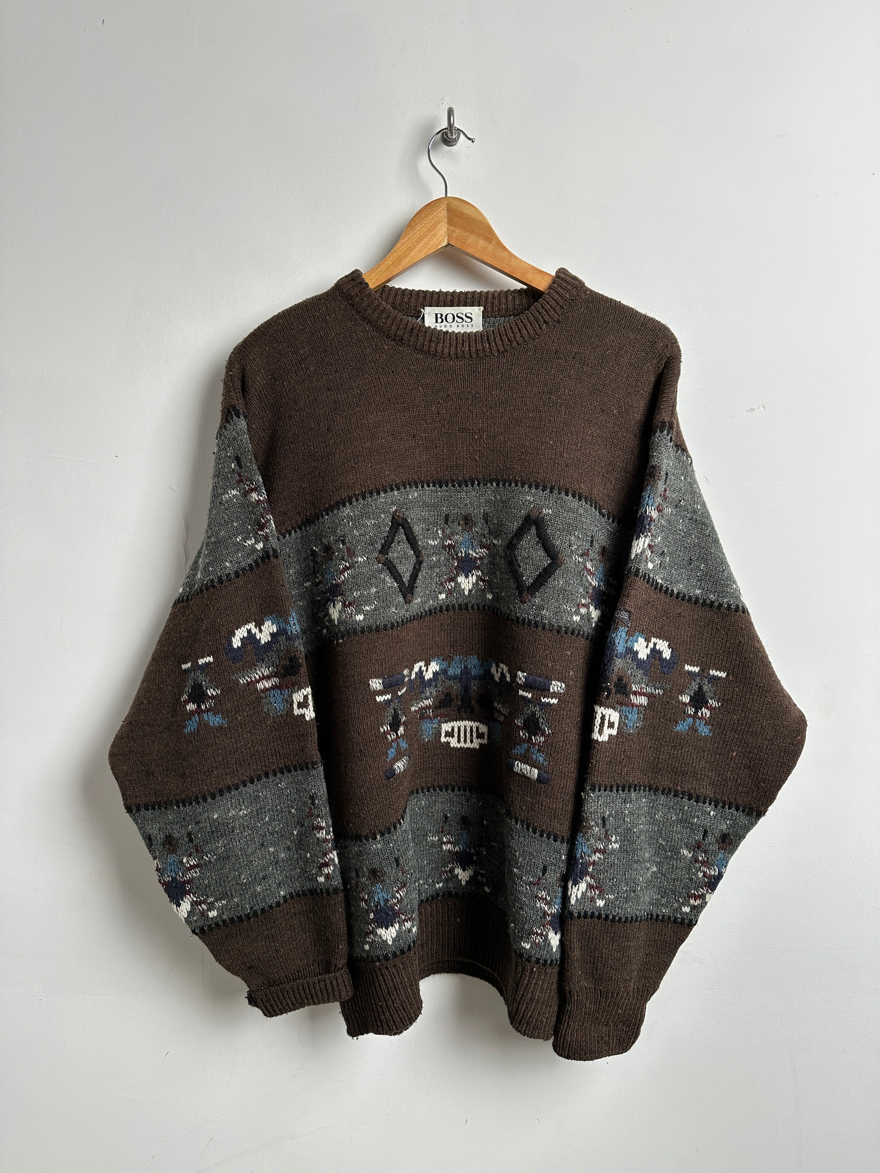 Hugo Boss vintage knit sweater in brown