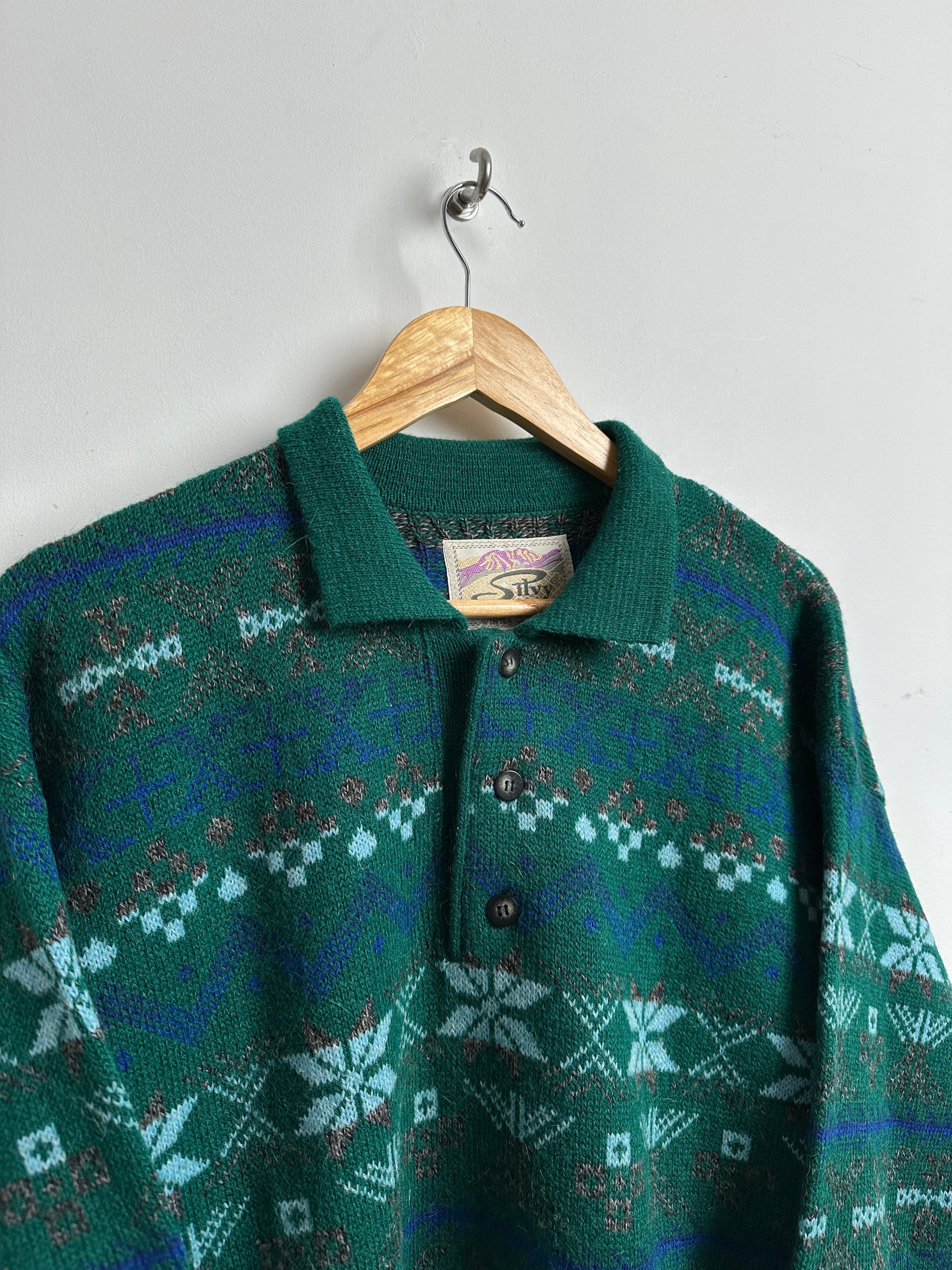 Silvy green knitted patterned sweater