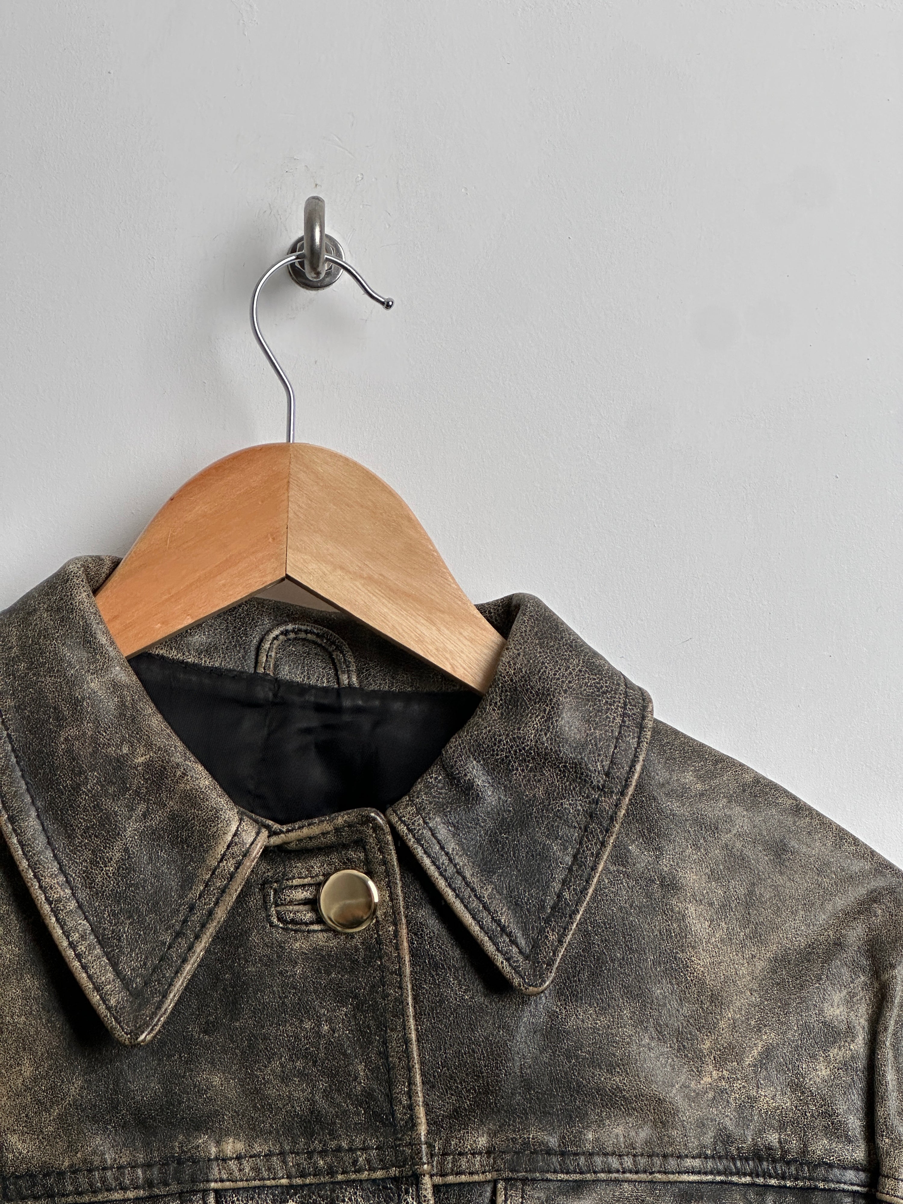 W.R.K PIRAGINO faded leather button up jacket