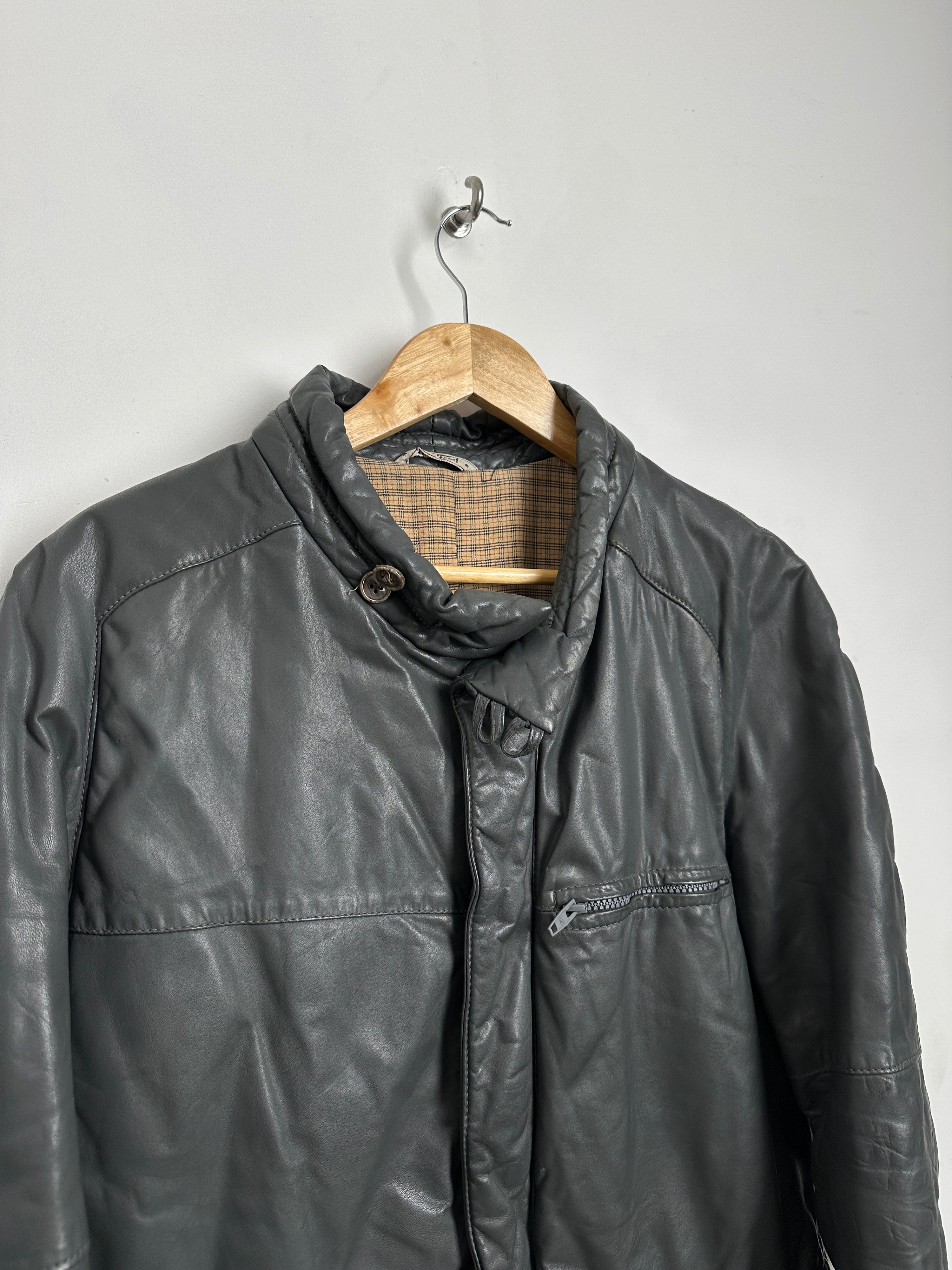 Monpel grey leather coat - thrift.mt