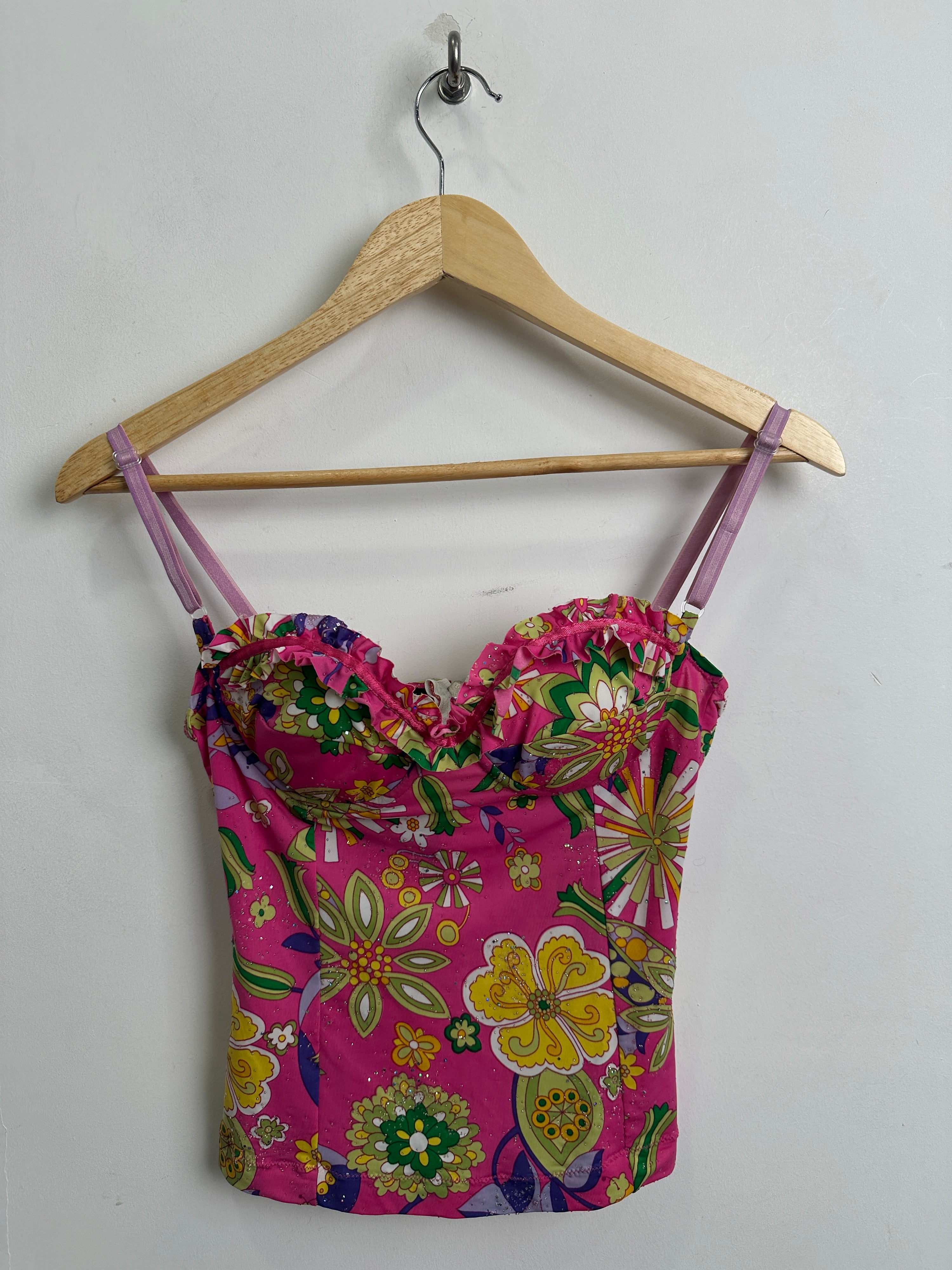 ARANCIONE padded floral tank top in pink