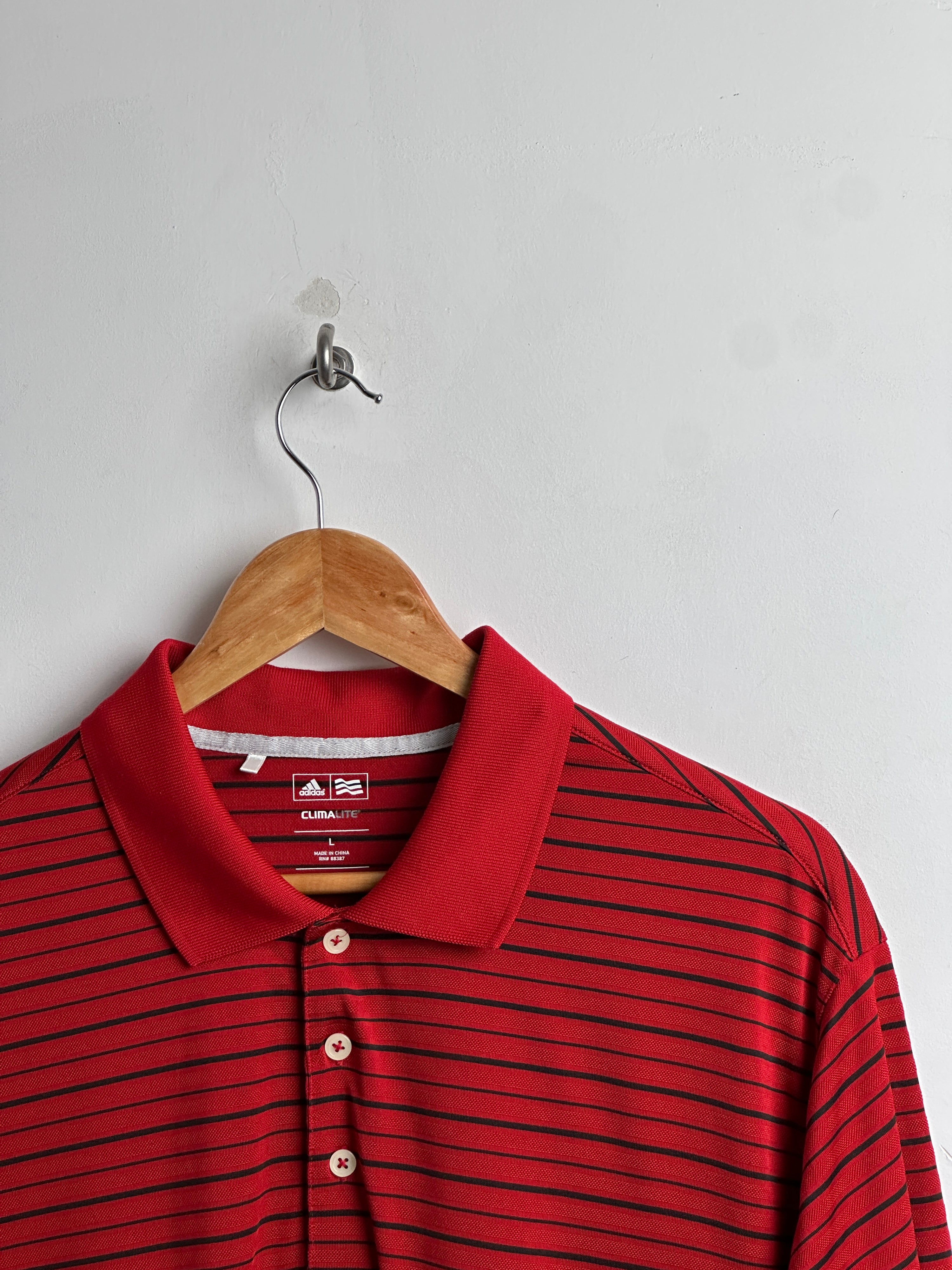 ADIDAS GOLF short-sleeve polo shirt in red with black stripes