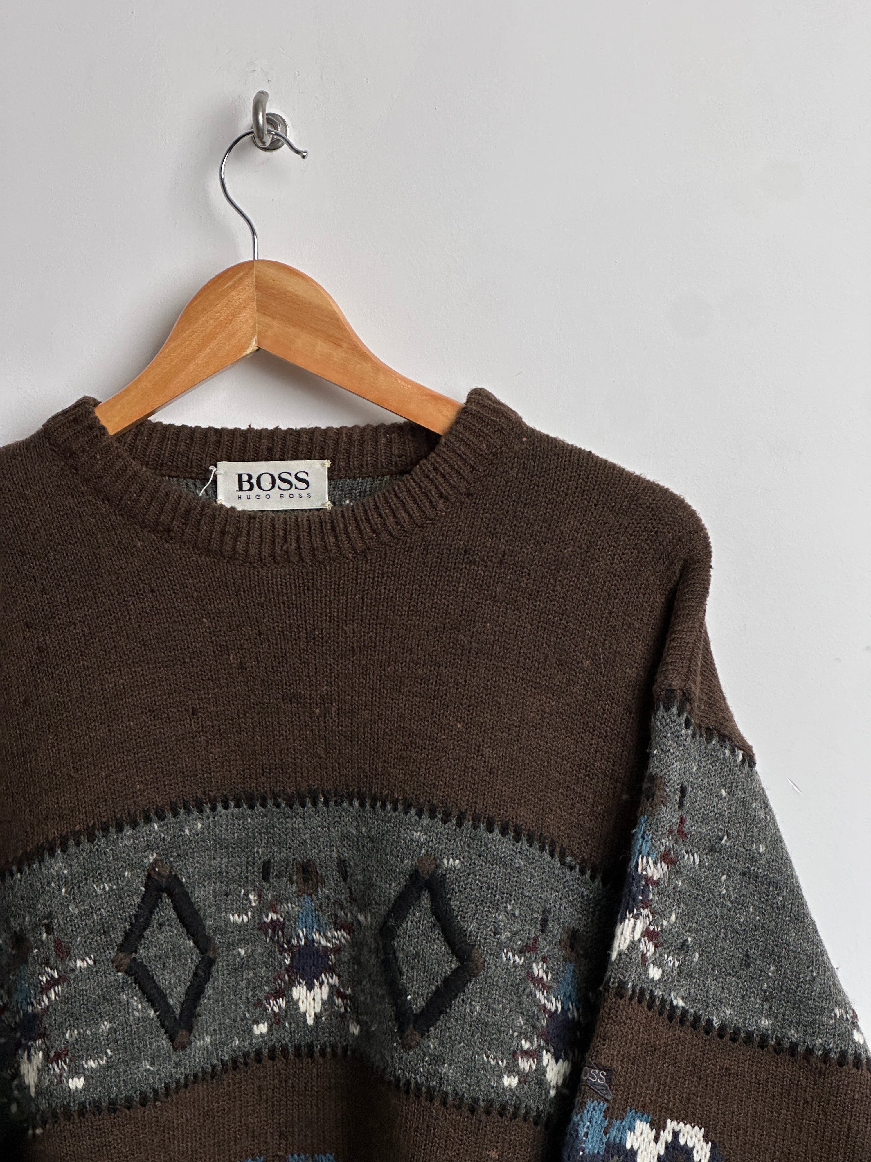 Hugo Boss vintage knit sweater in brown