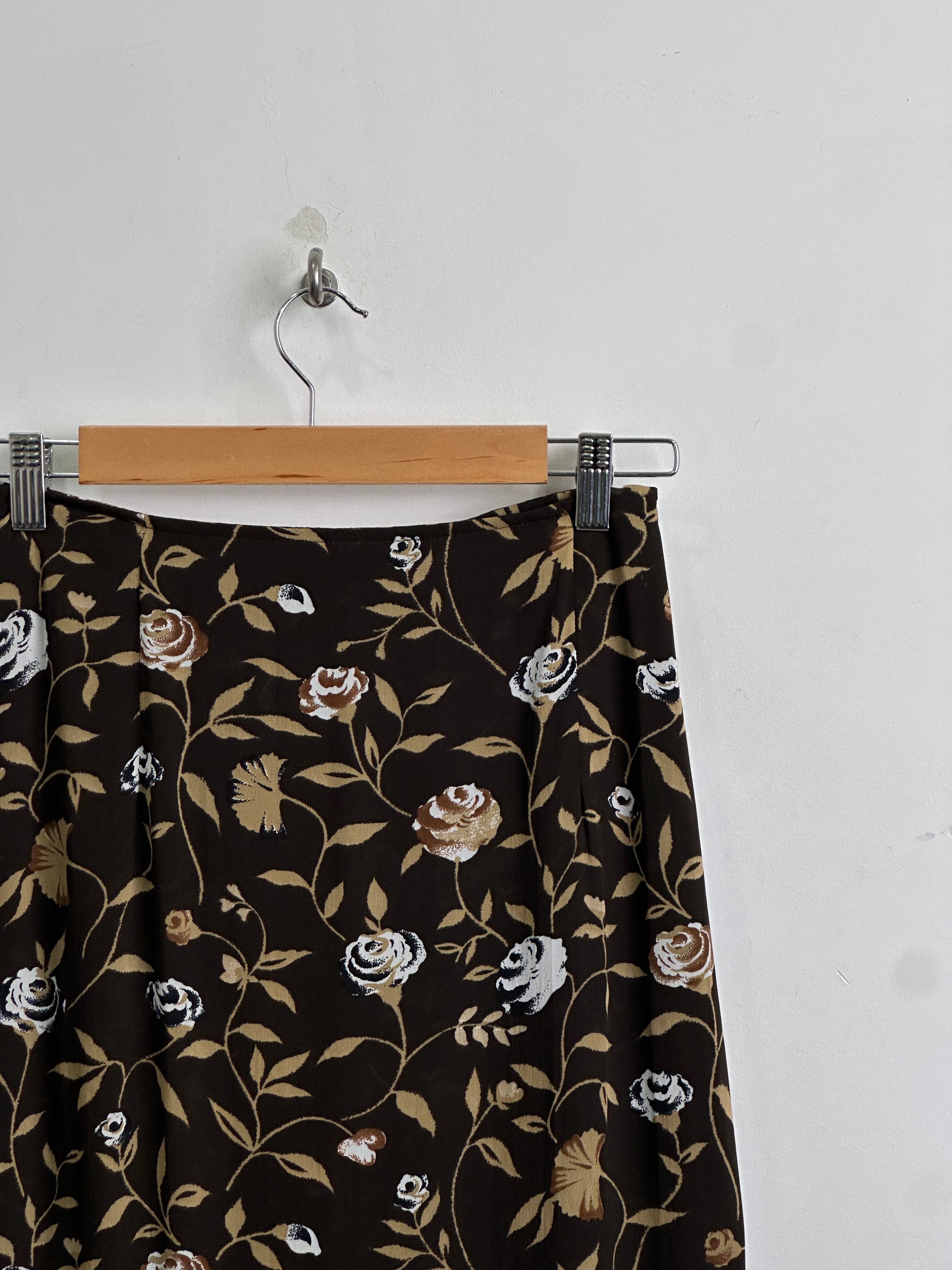 STREET ONE floral maxi skirt in dark brown