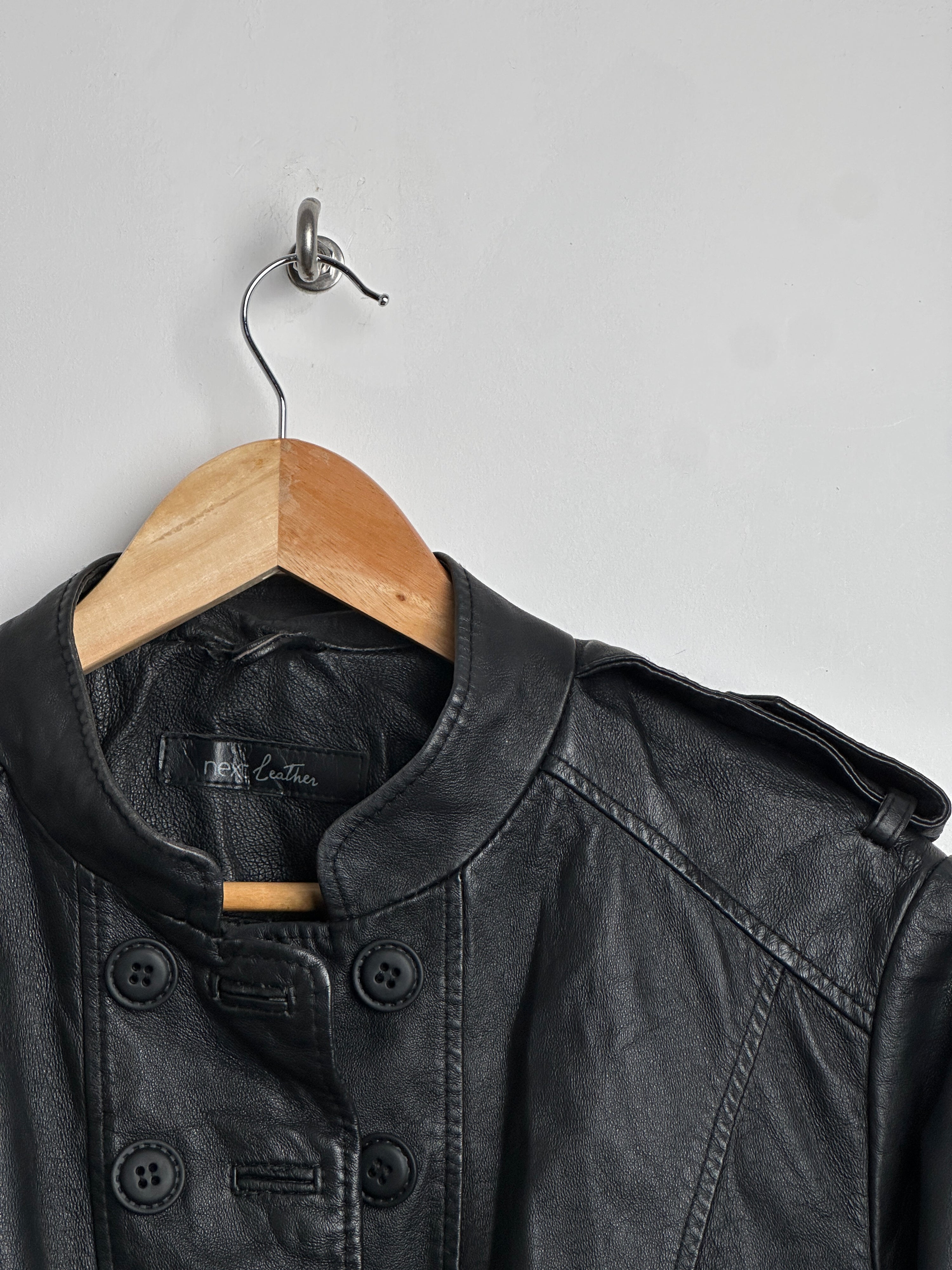 next leather black leather jacket with buttons