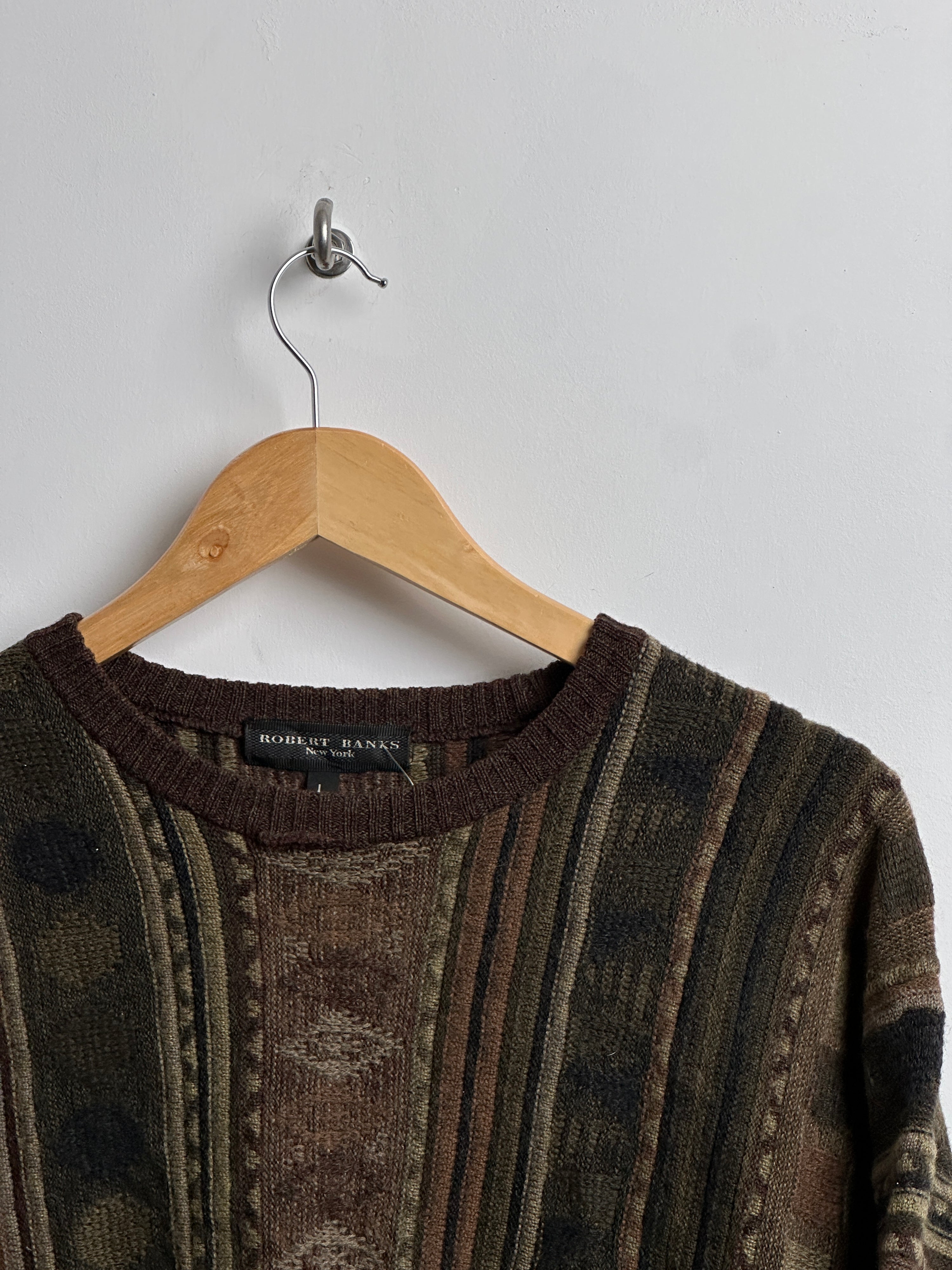 Robert Banks brown patterned knitwear sweater