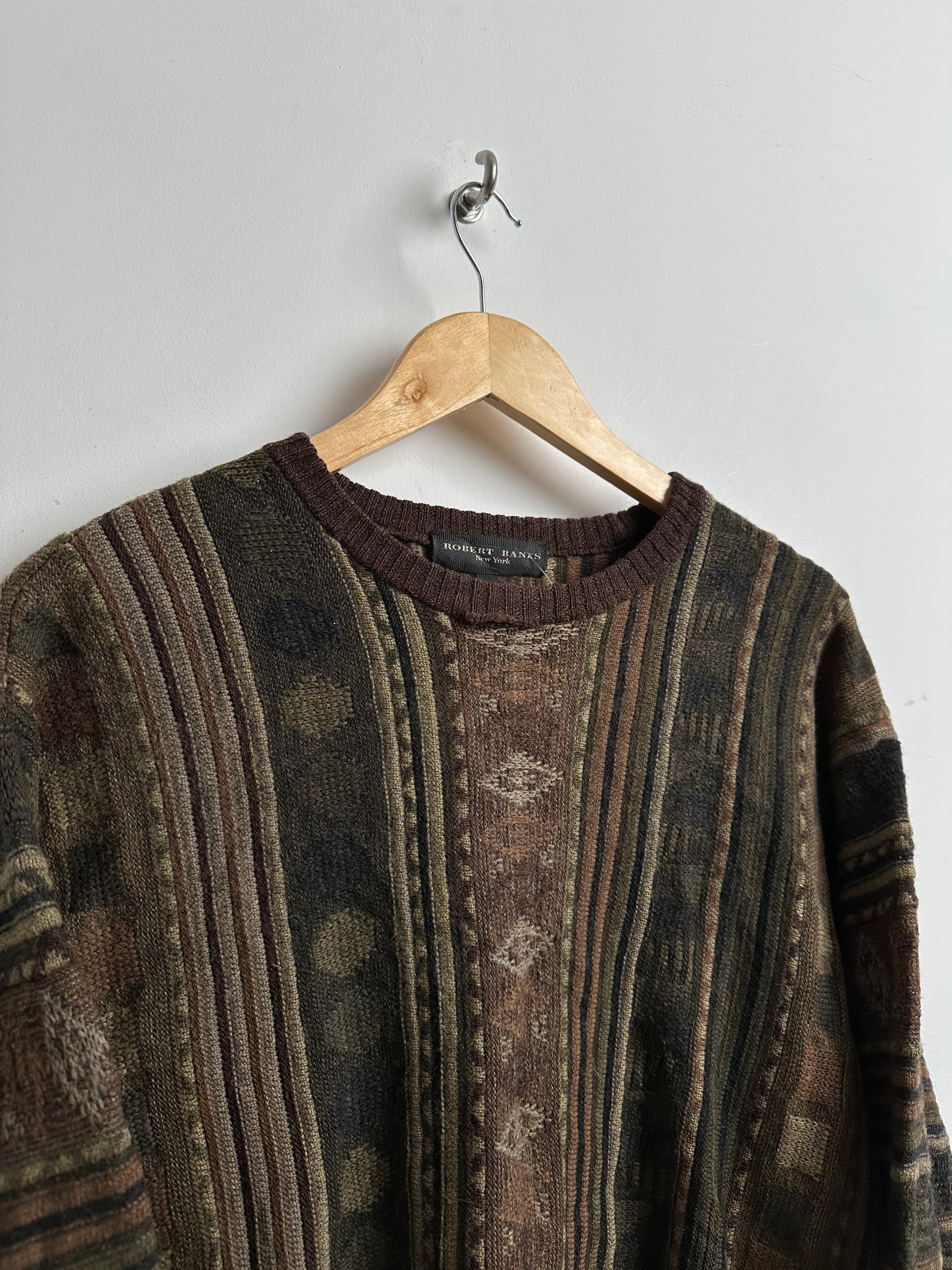 Robert Banks brown patterned knitwear sweater