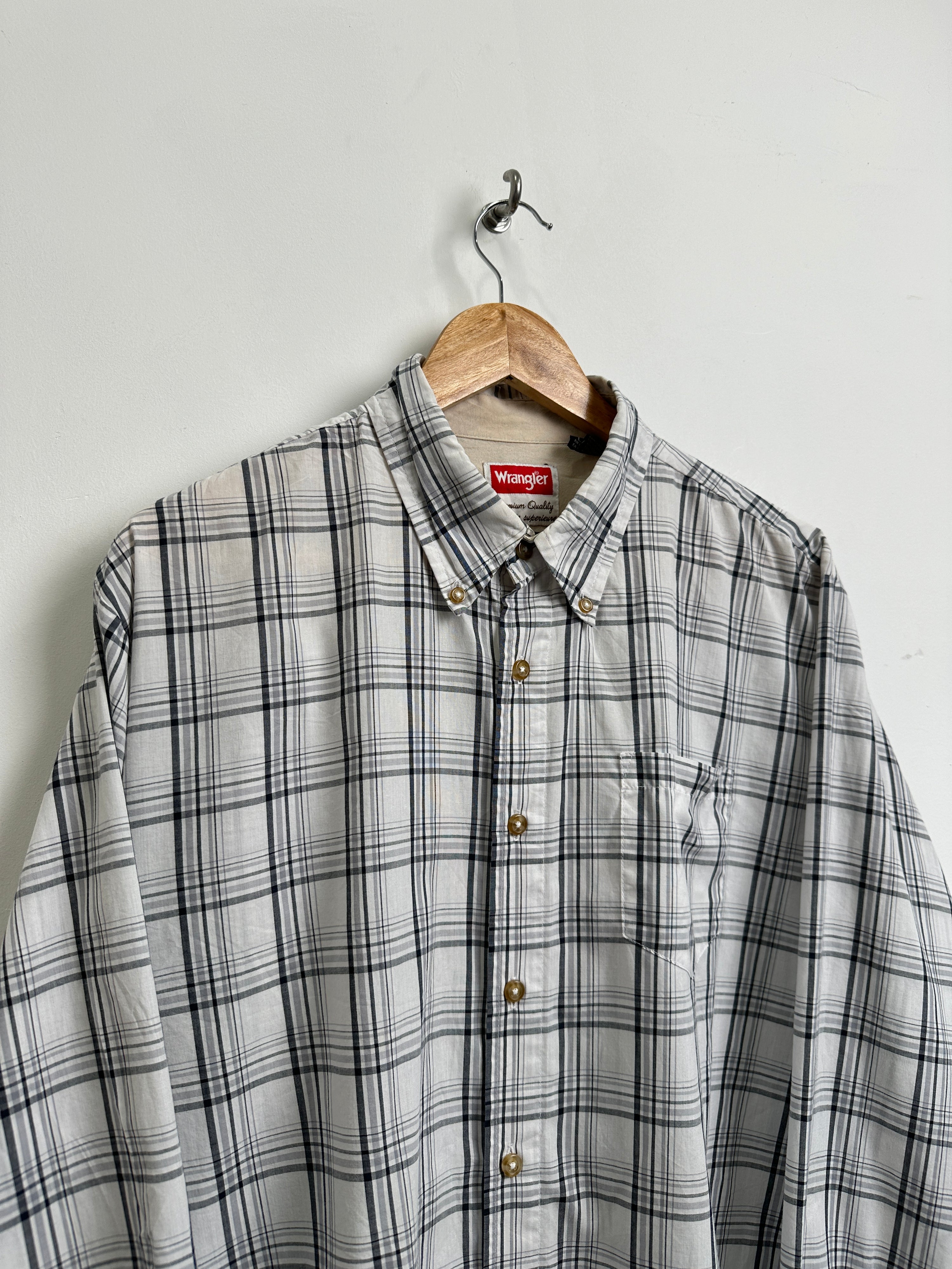 WRANGLER Vintage long-sleeve shirt in white with checked pattern