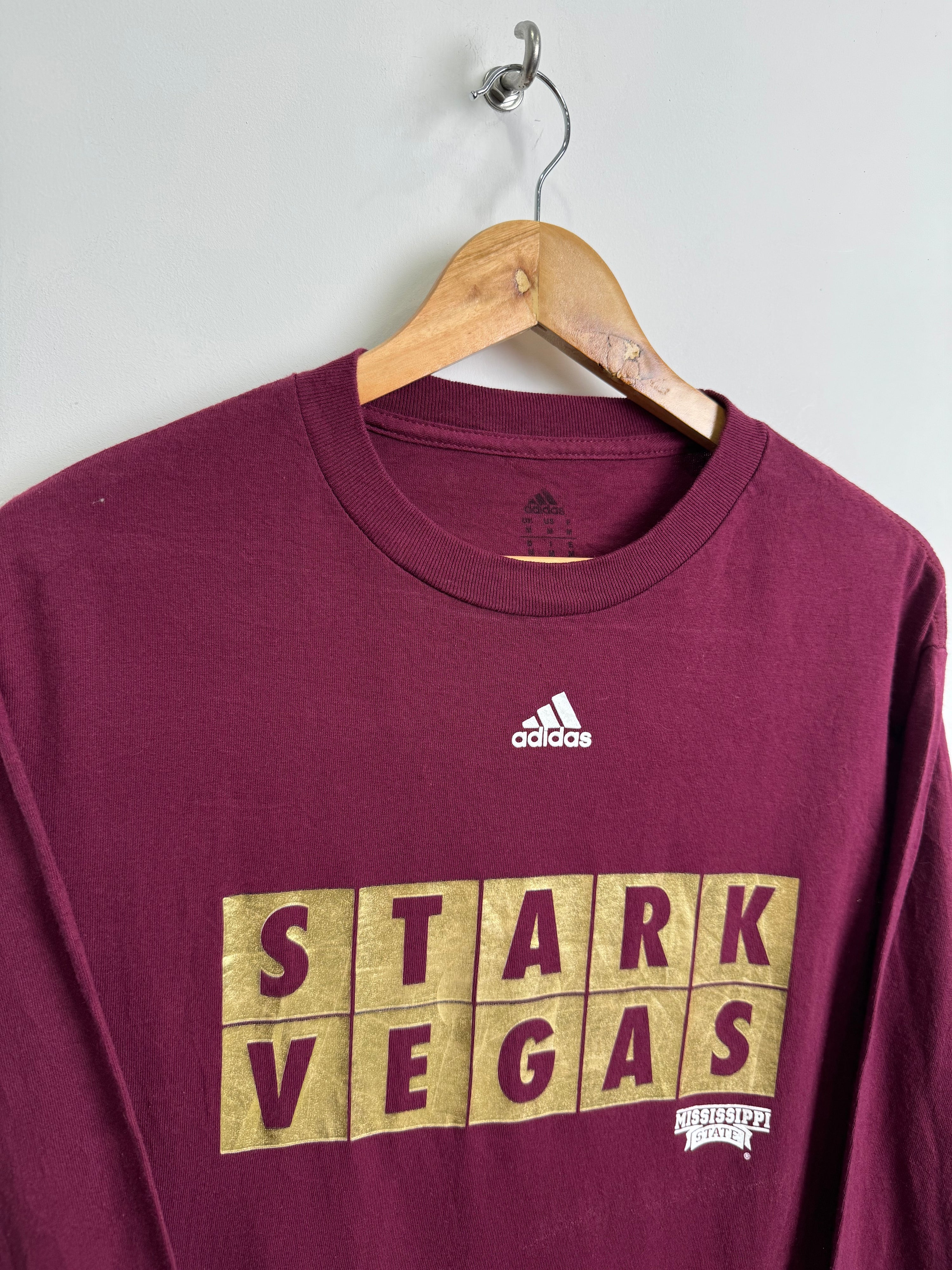 ADIDAS Stark Vegas Mississippi Long-Sleeved Tee in Maroon & Gold