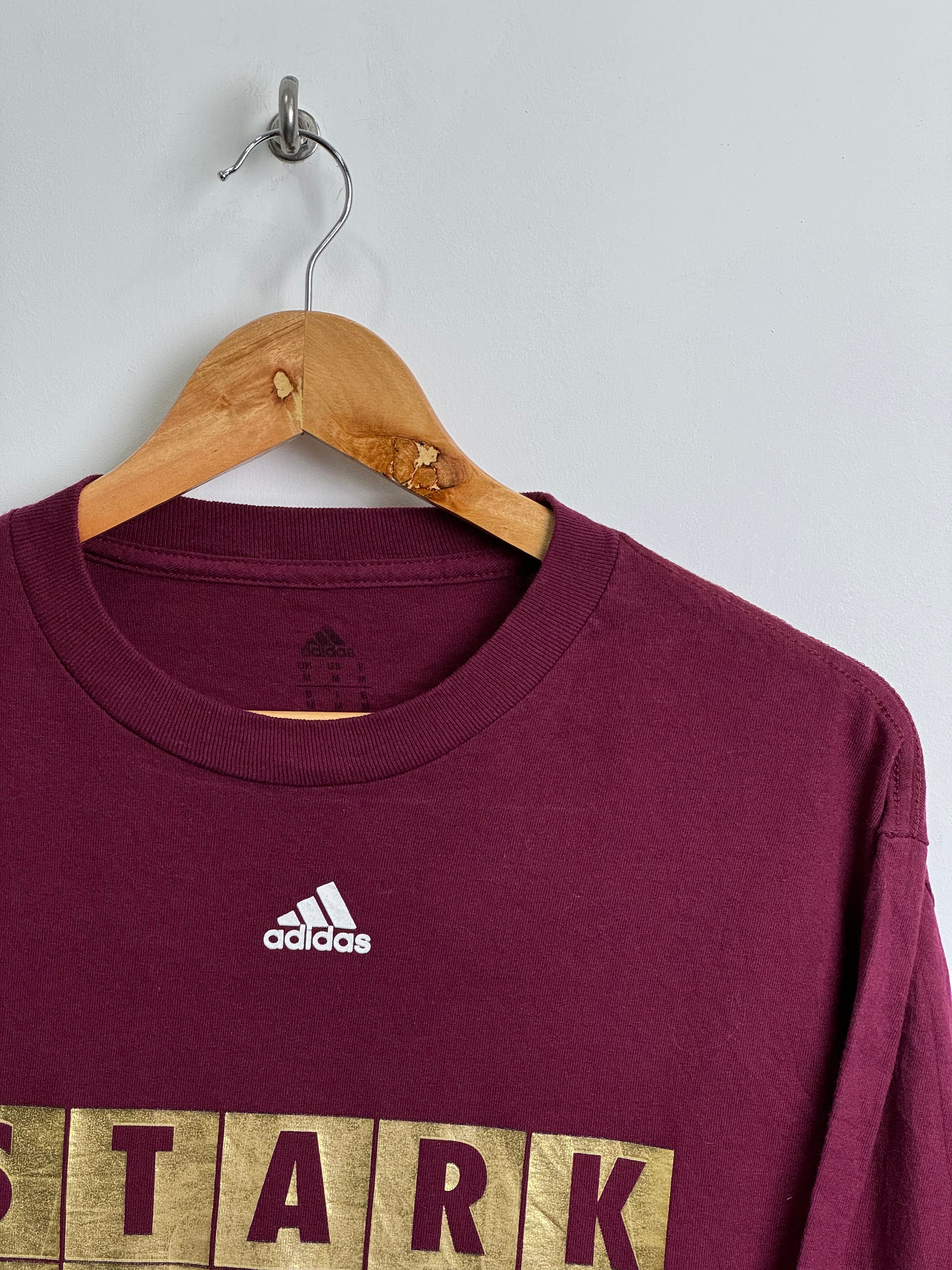 ADIDAS Stark Vegas Mississippi Long-Sleeved Tee in Maroon & Gold