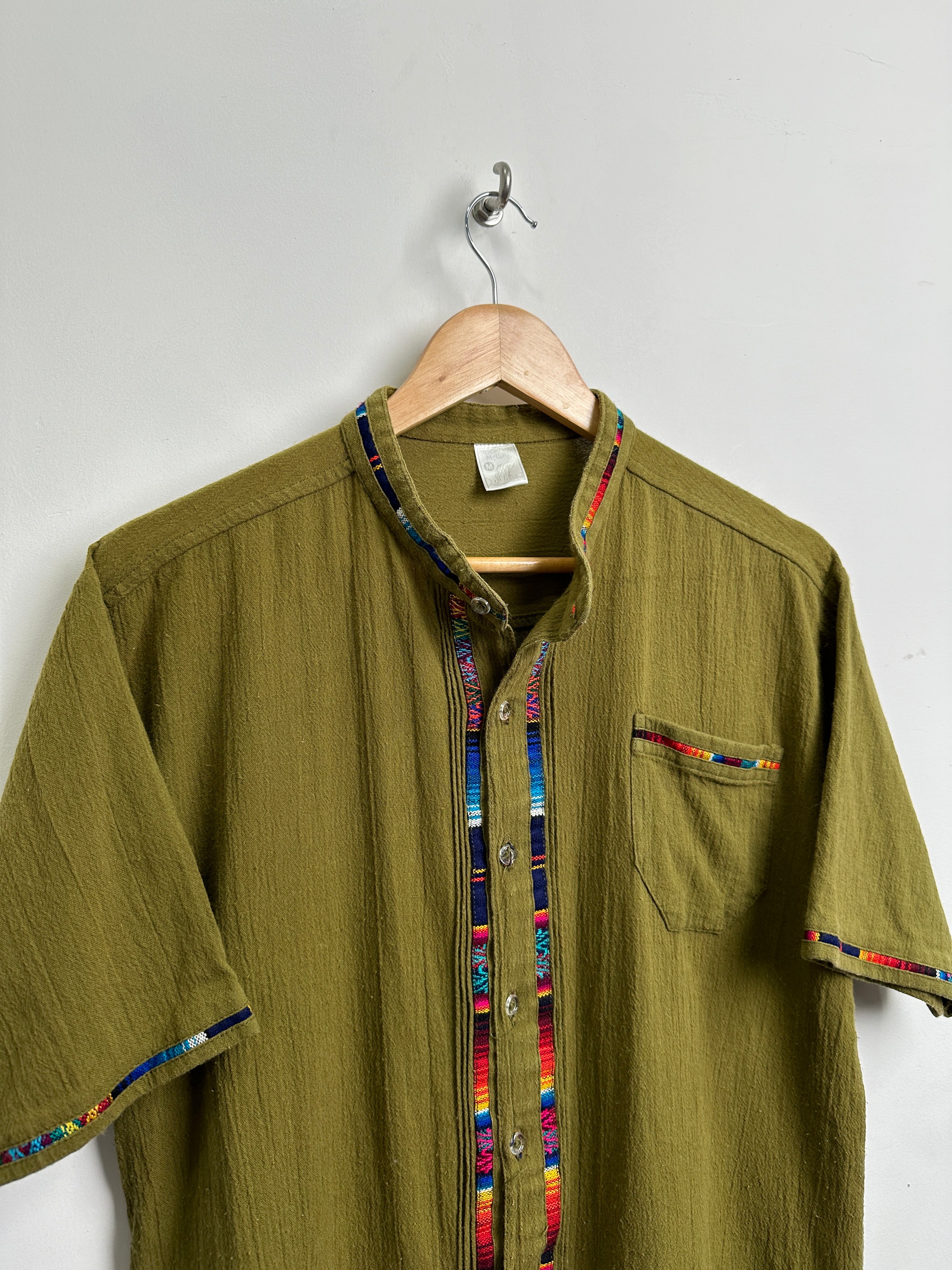 Vintage chinese collar shirt in green