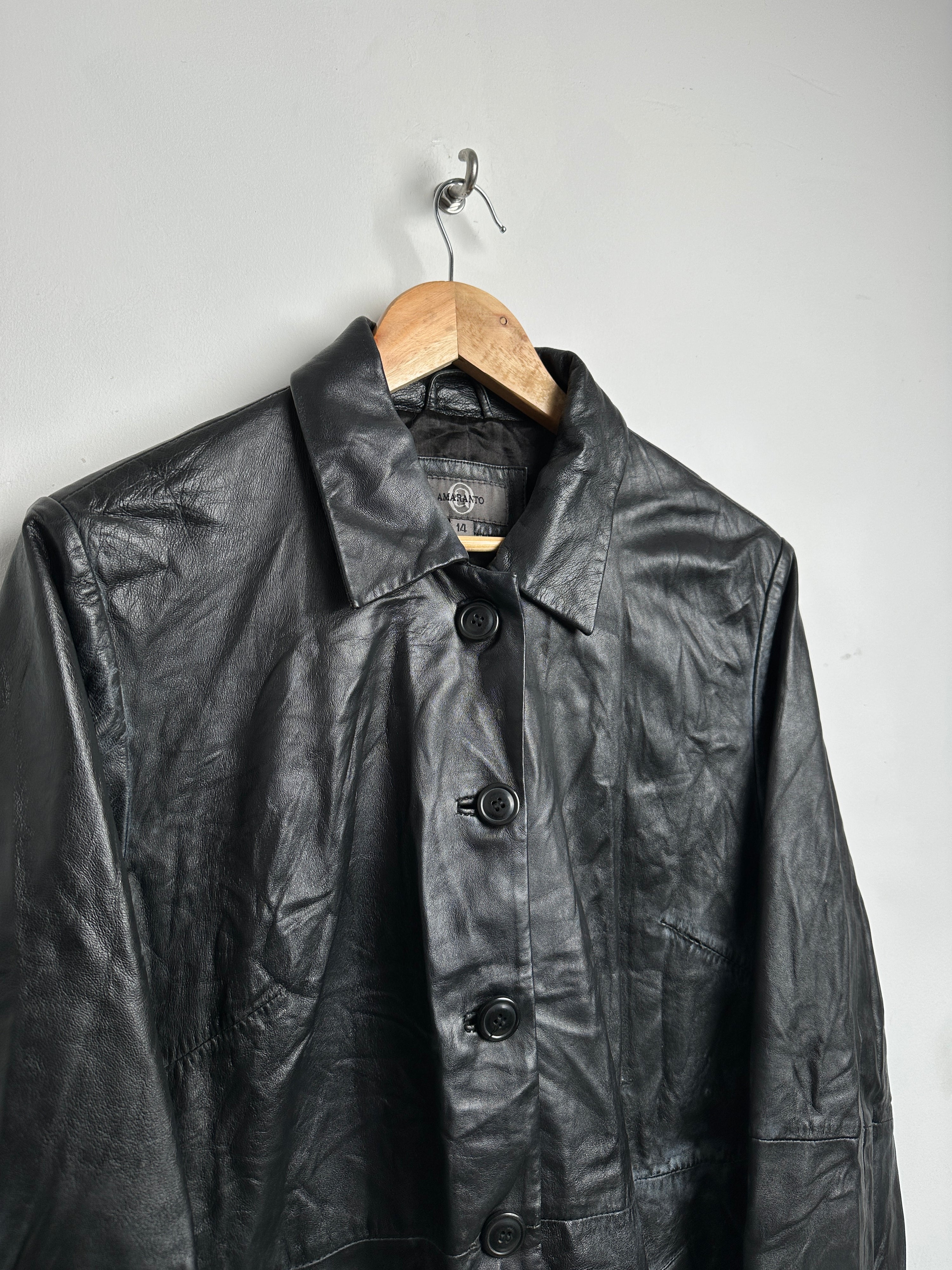 AMARANTO button up leather jacket - thrift.mt