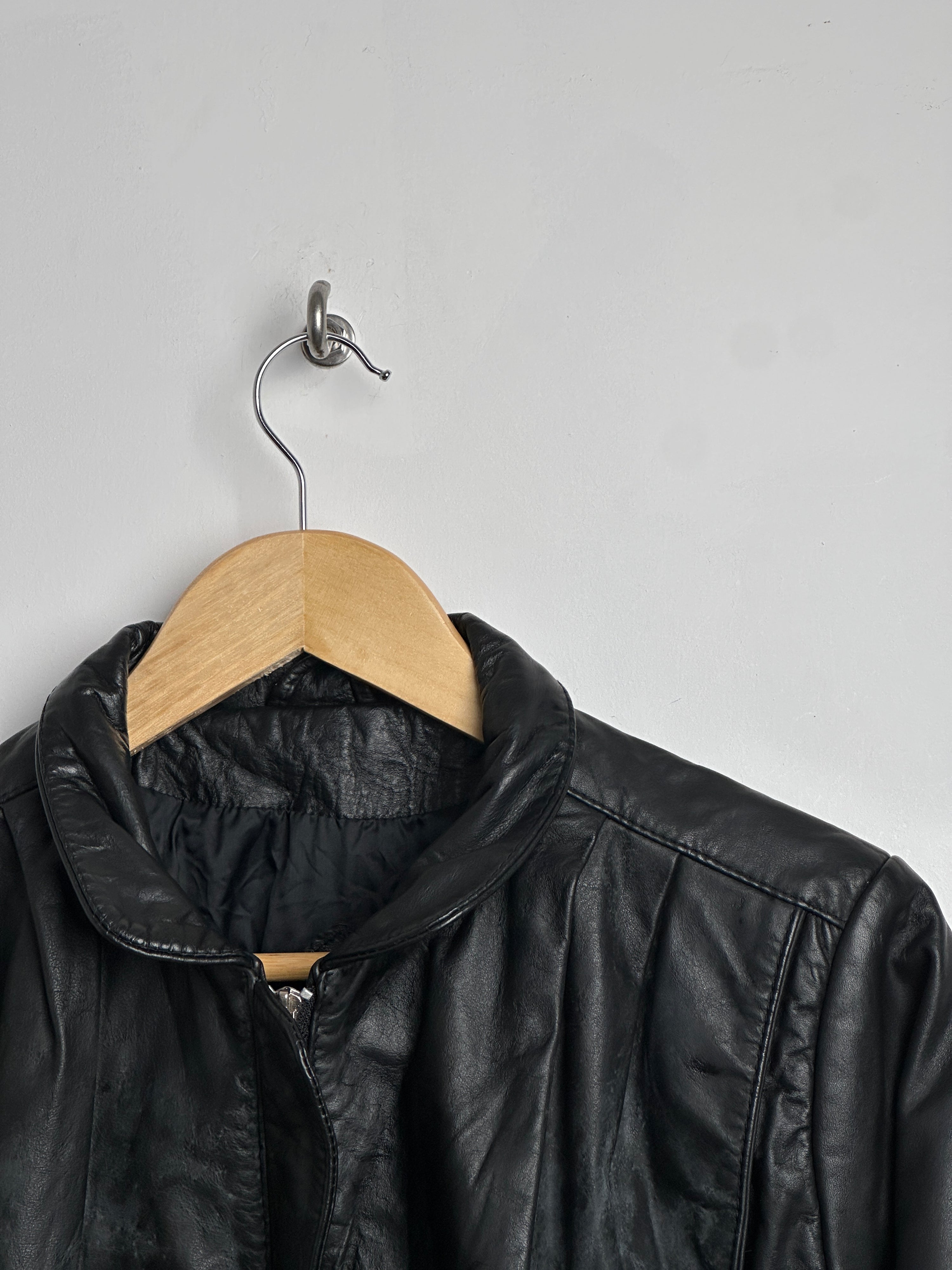 the tannery zip up leather jacket with collar