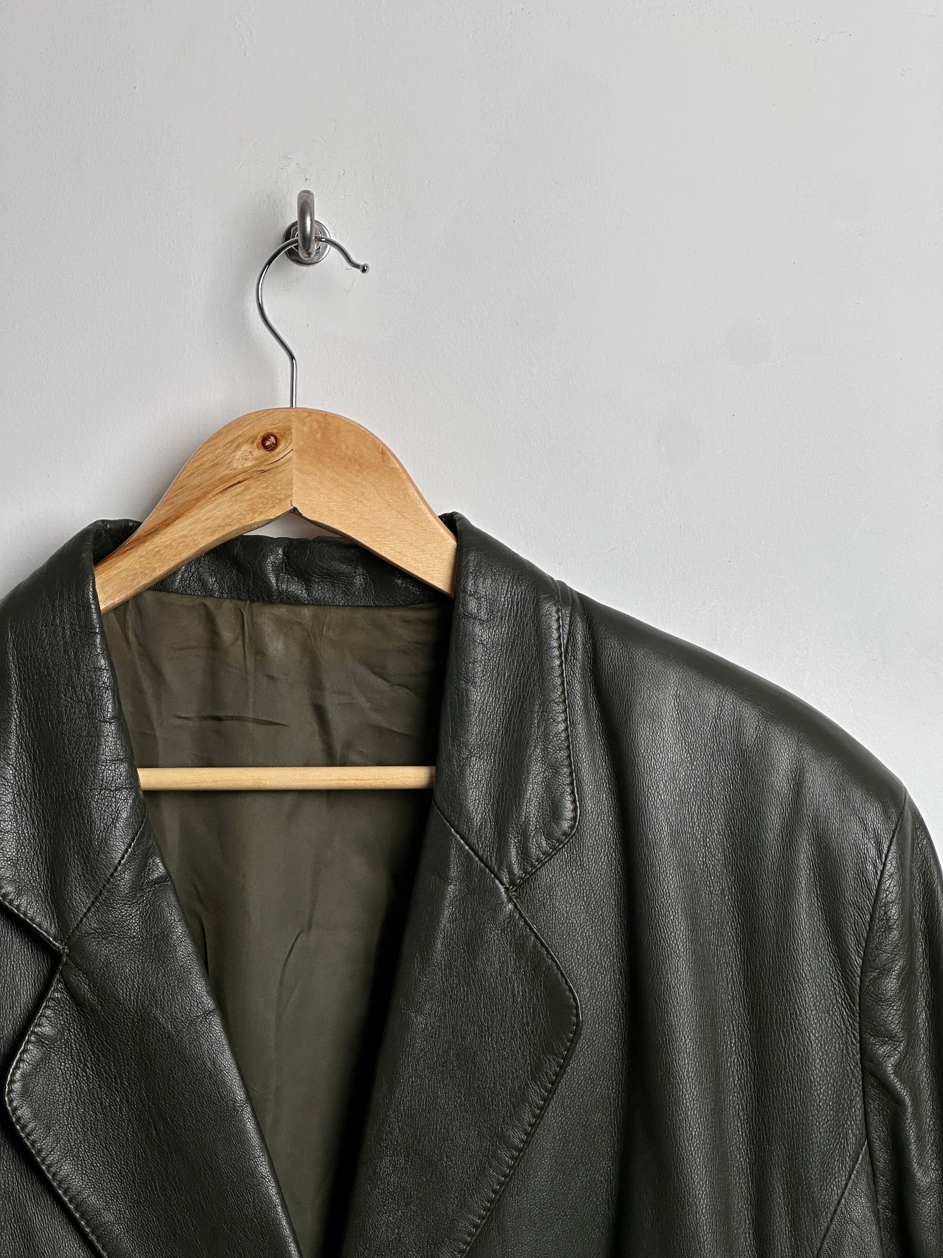 Dark green leather blazer