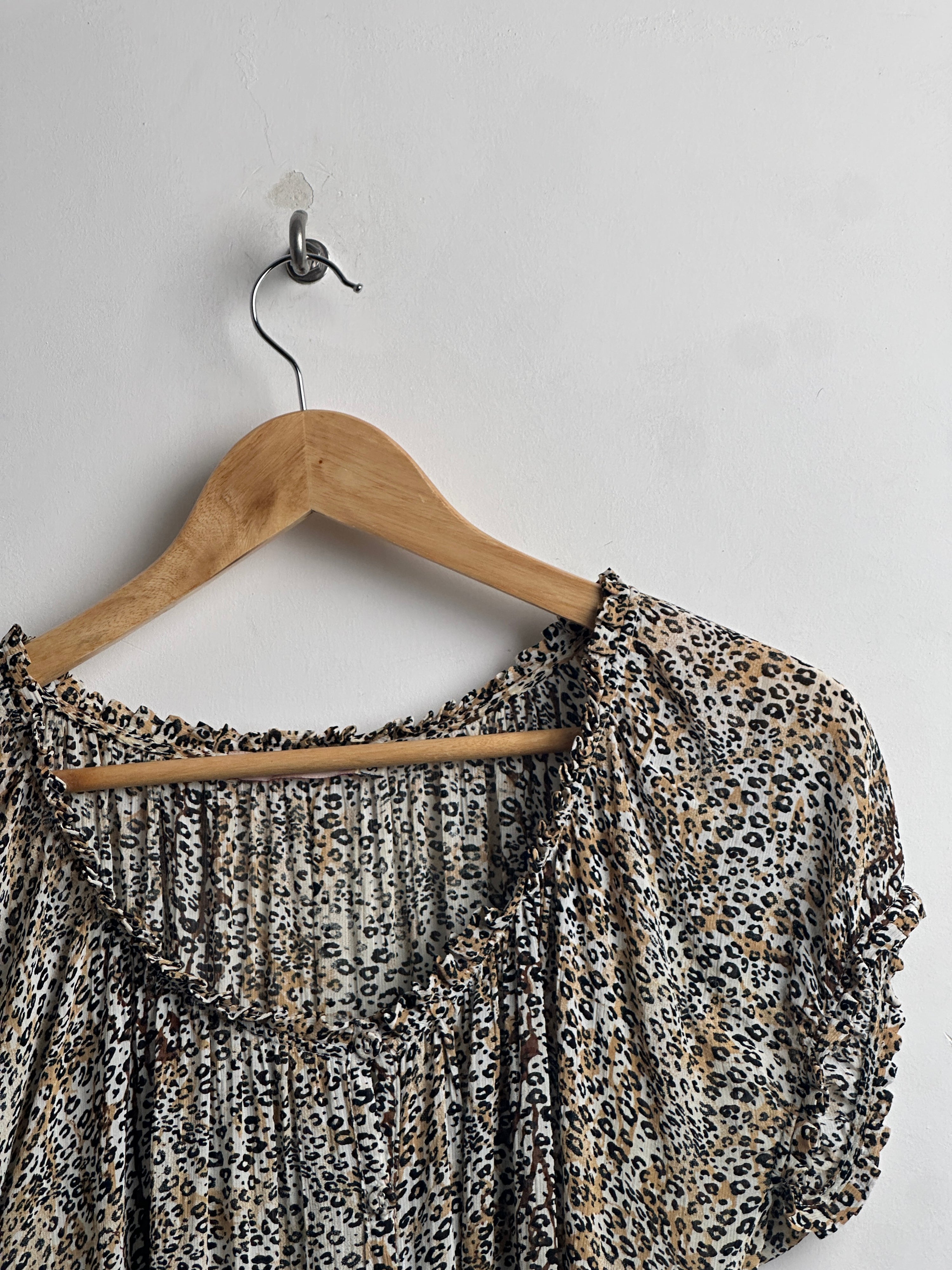 MELO E GRANO leopard puffed sleeved shirt