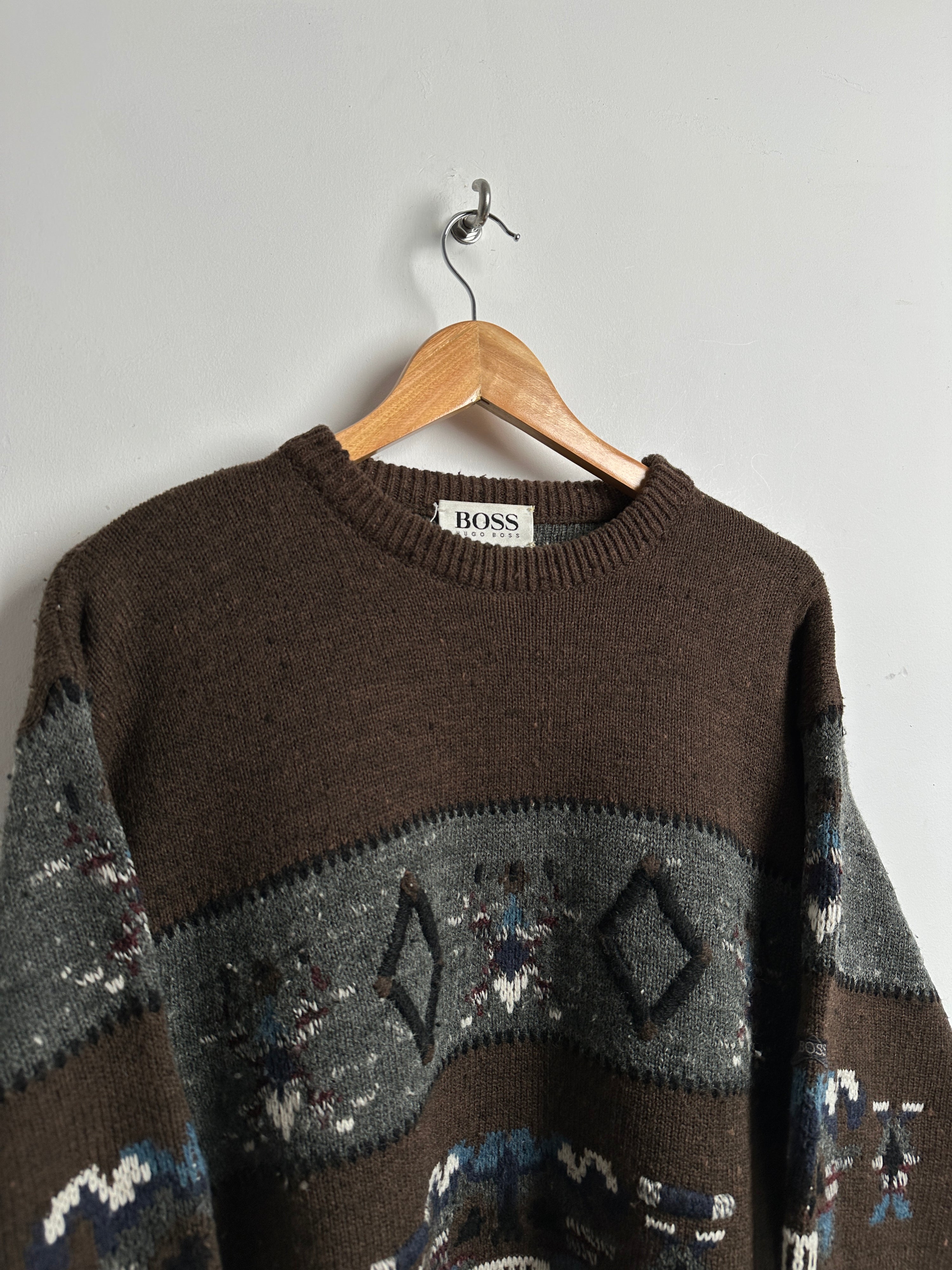 Hugo Boss vintage knit sweater in brown