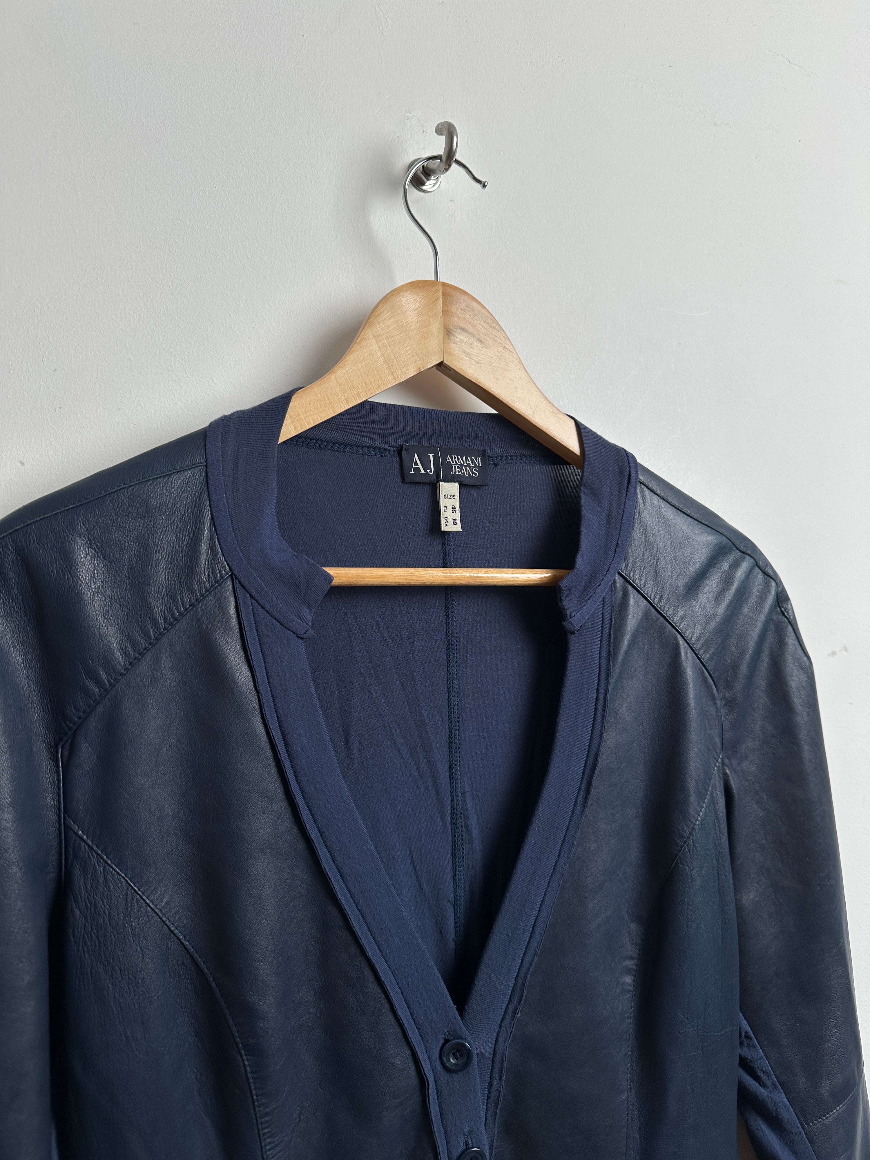 ARMANI JEANS blue leather cardigan