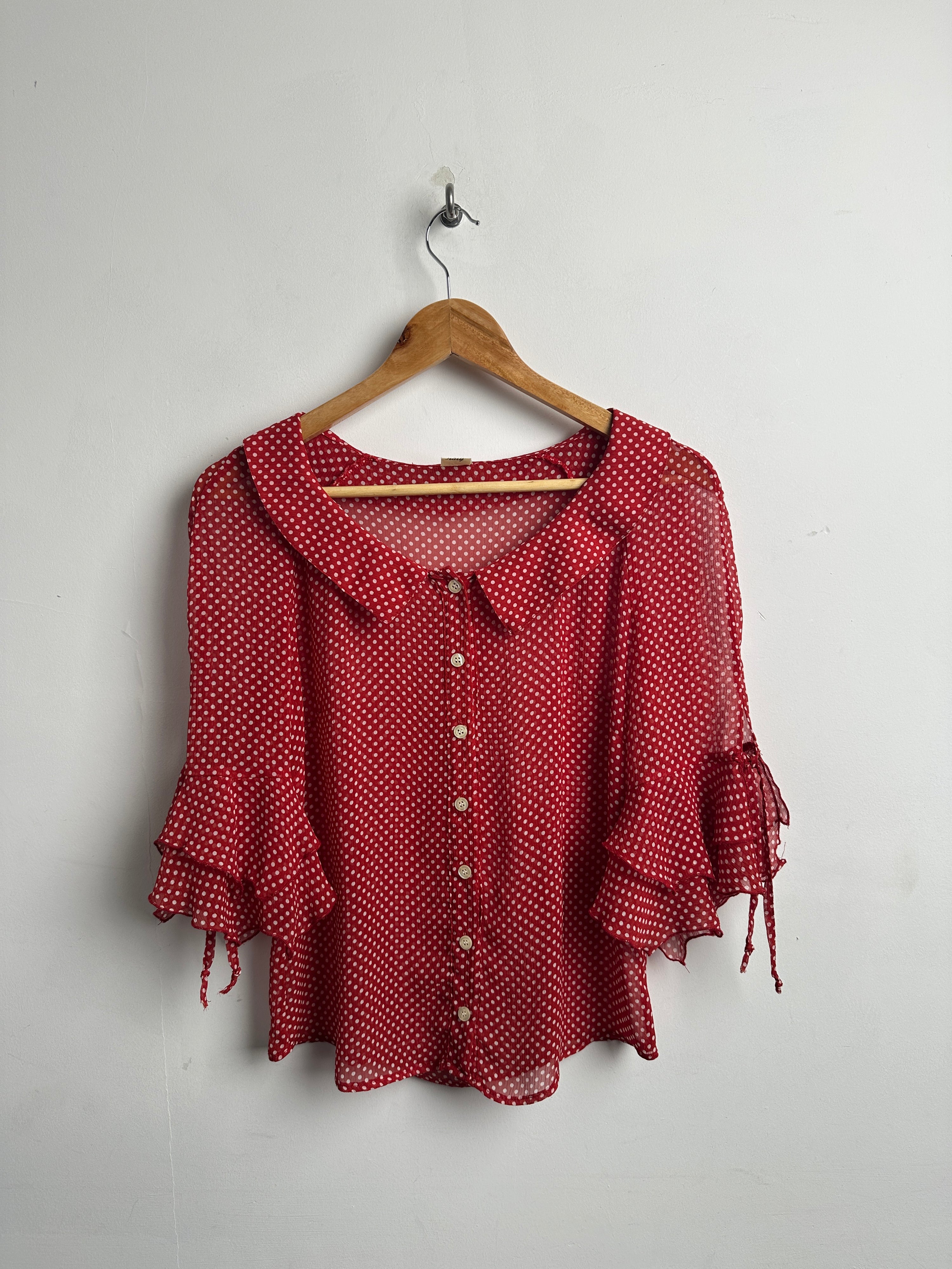 MADE IN ITALY women’s sheer blouse polka dot