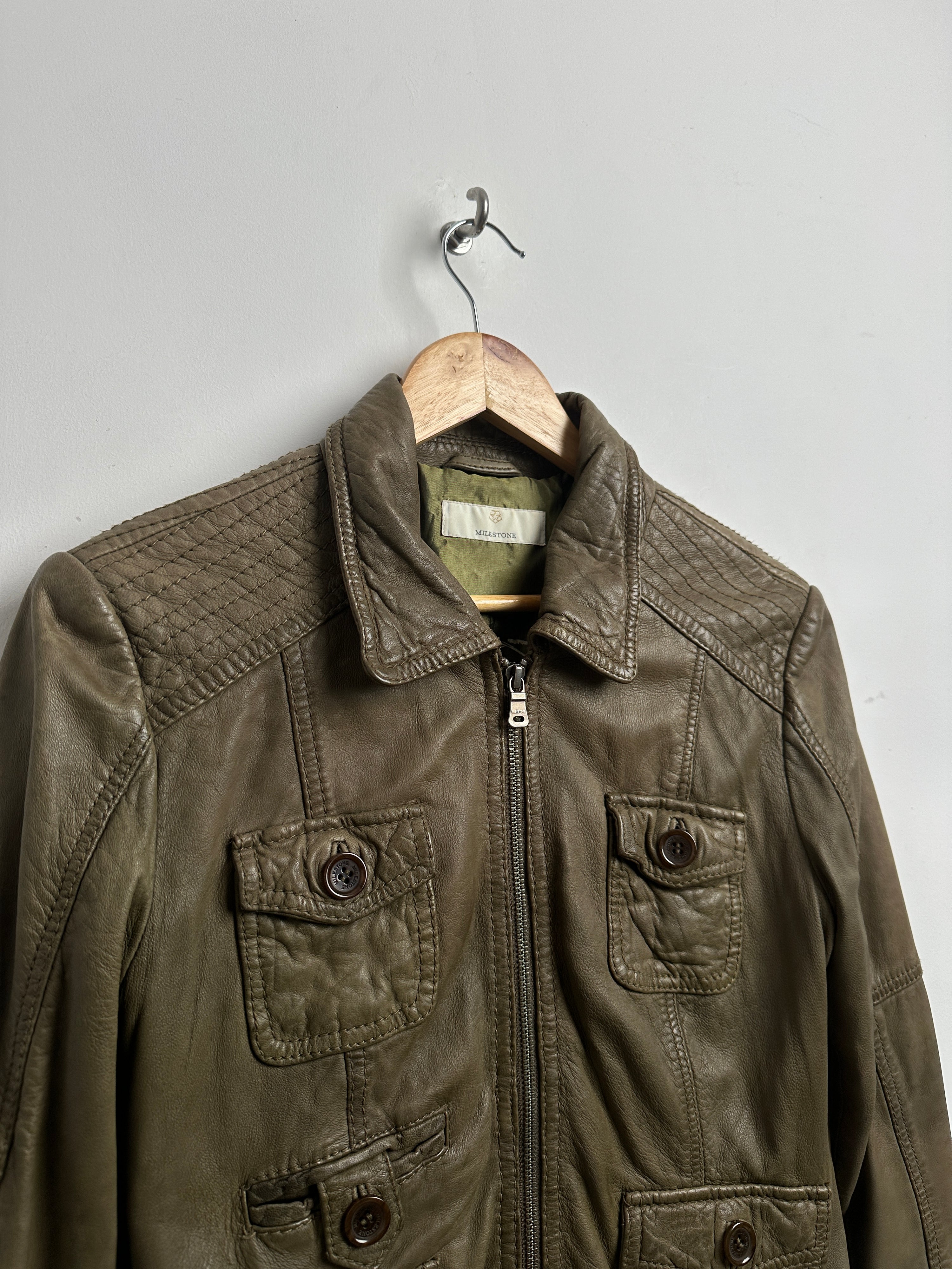 MILESTONE green leather jacket