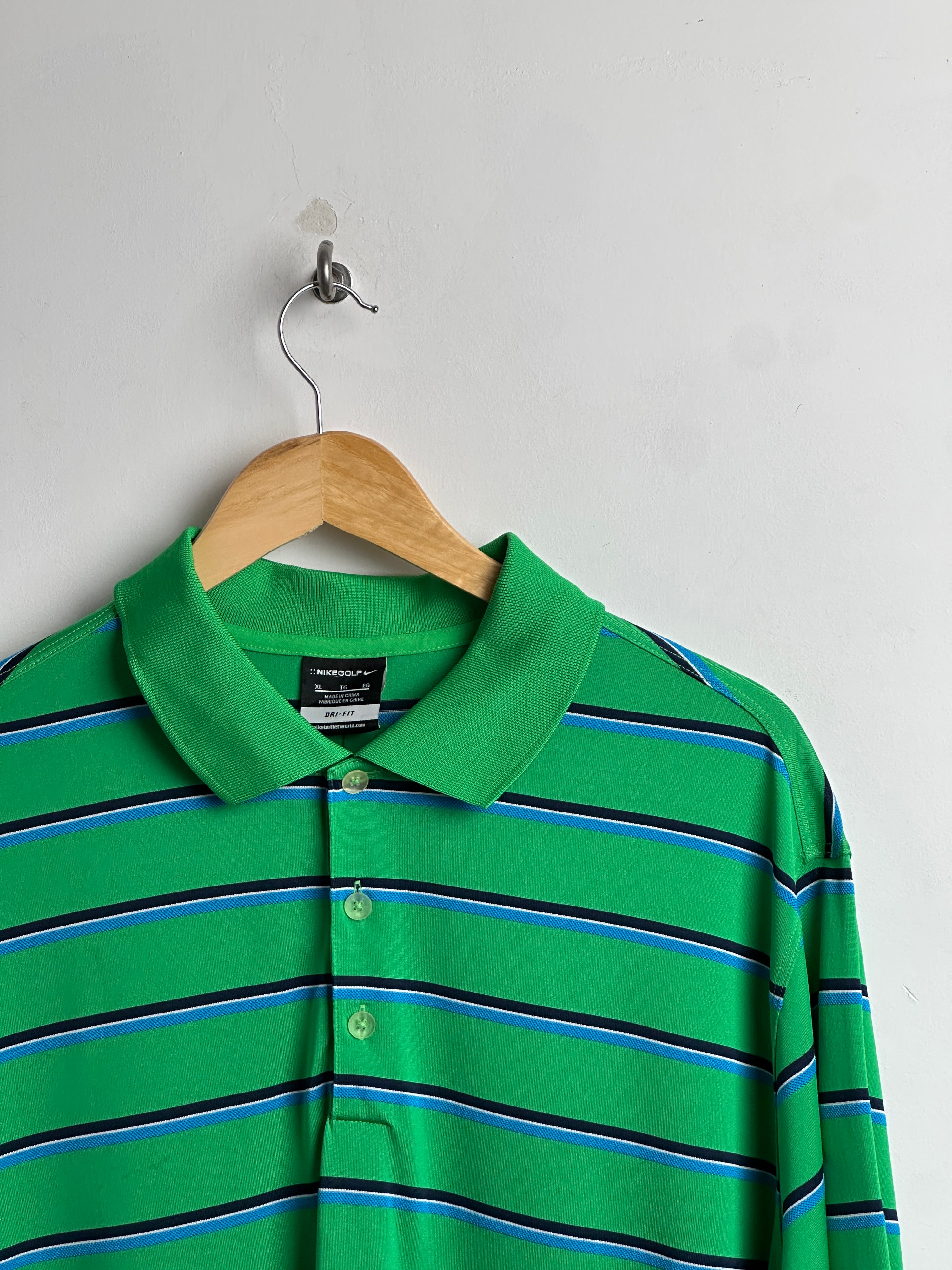 NIKE GOLF striped short-sleeve polo shirt in green